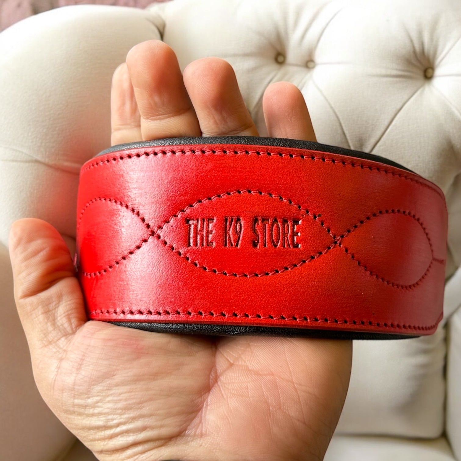 The K9 Store 100% Highgrade Leather Colored Bold & Premium Dog Neck Collar (Red)