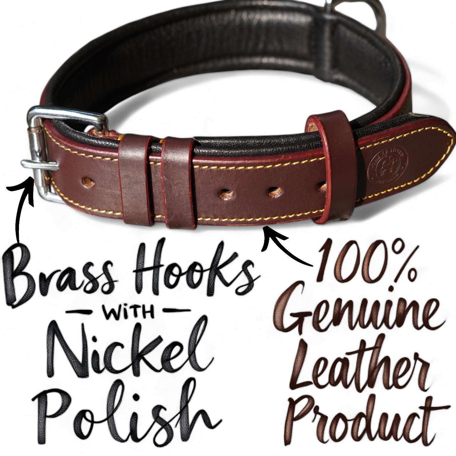The K9 Store chocolate leather pet collar durable