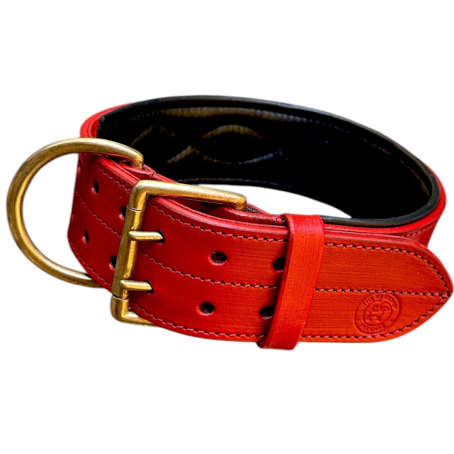 The K9 Store 100% Highgrade Leather Colored Bold & Premium Dog Neck Collar (Dark Red)