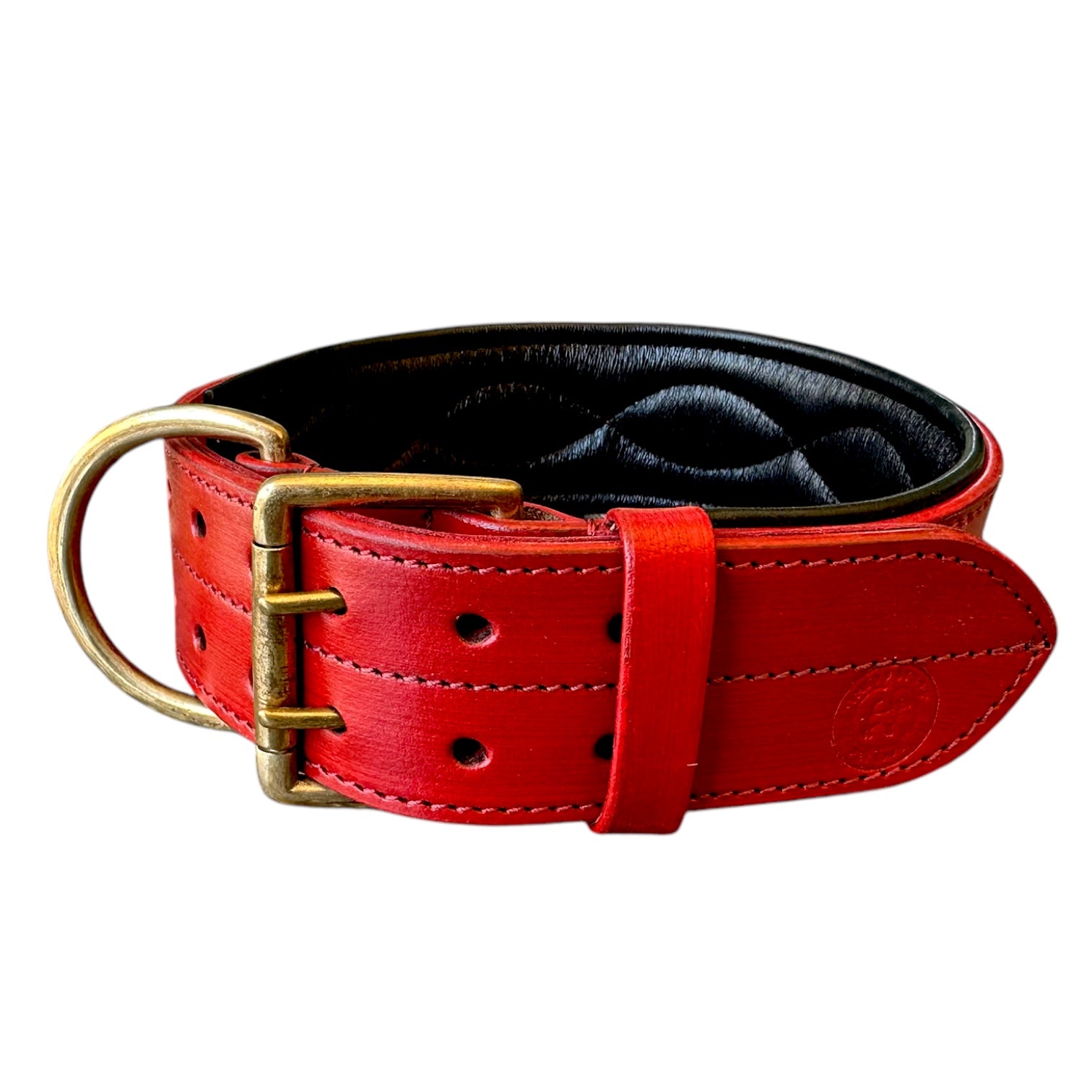The K9 Store 100% Highgrade Leather Colored Bold & Premium Dog Neck Collar (Dark Red)