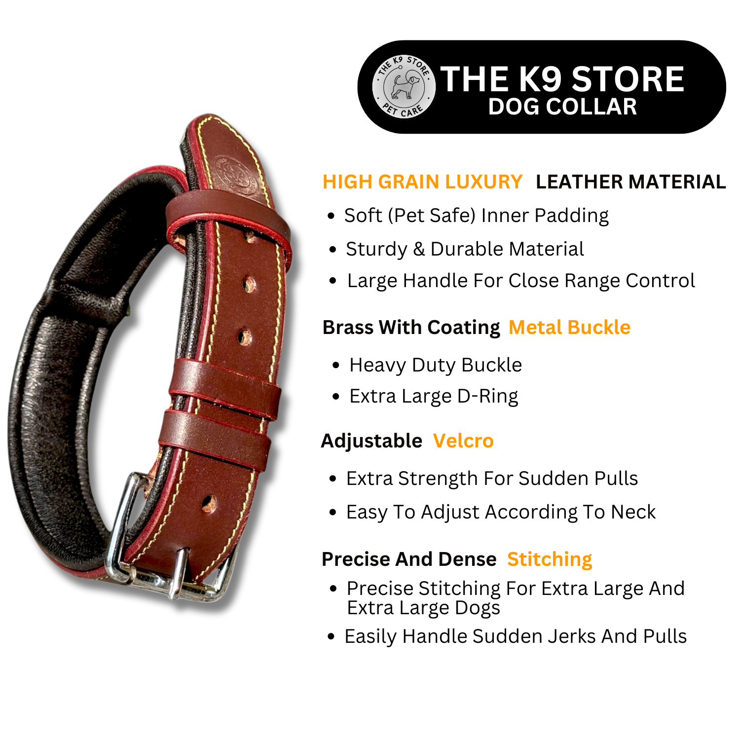 The K9 Store durable chocolate-colored dog collar