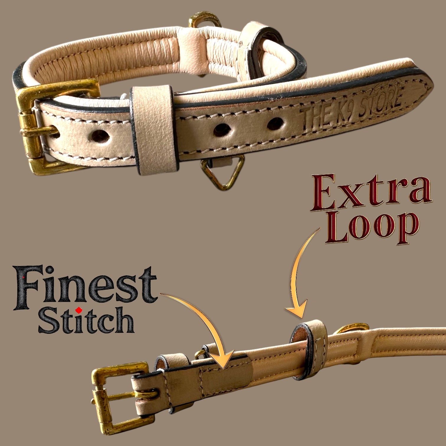 The K9 Store 100% Highgrade Leather Colored Basic Dog Neck Collar (Grey)
