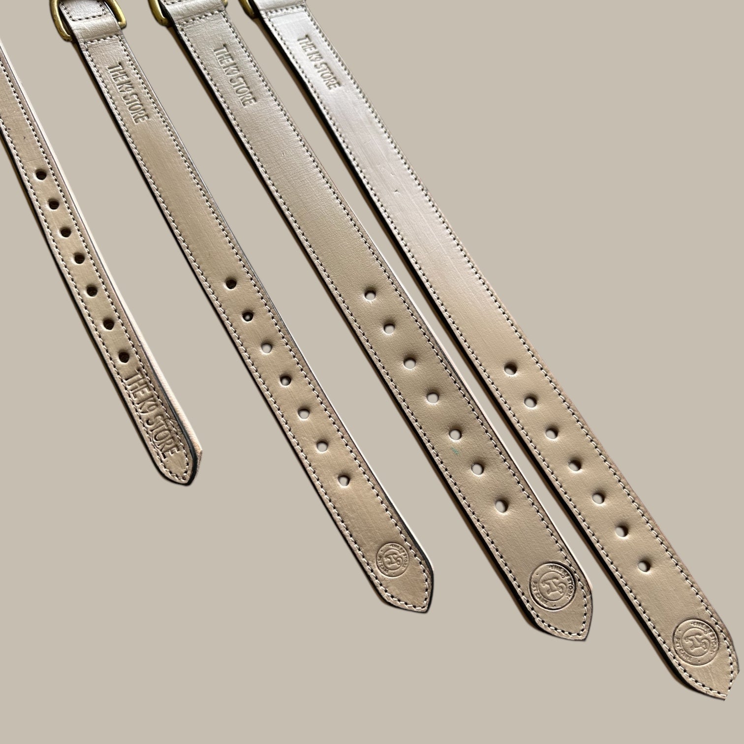 The K9 Store 100% Highgrade Leather Colored Basic Dog Neck Collar (Grey)