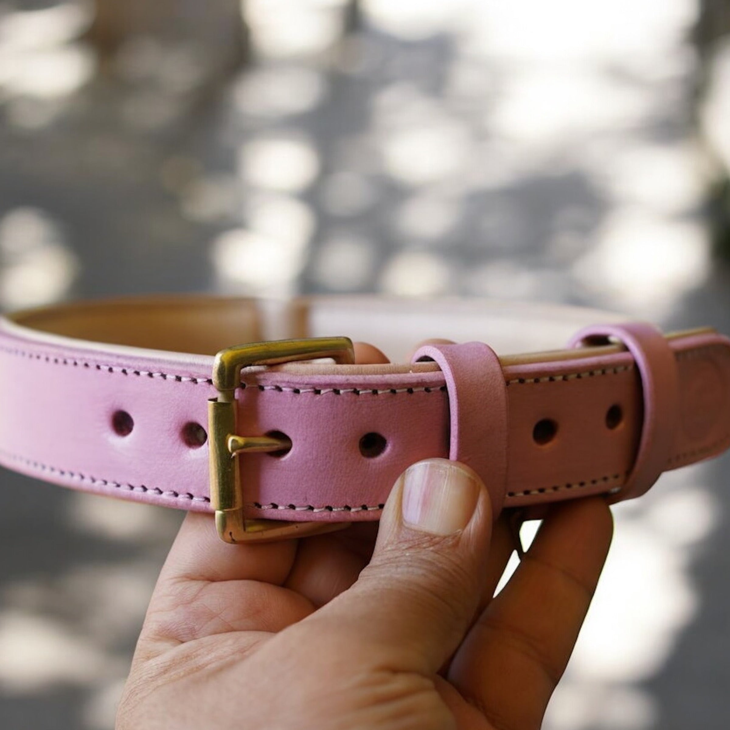 The K9 Store 100% Highgrade Leather Colored Basic Dog Neck Collar (Pink)