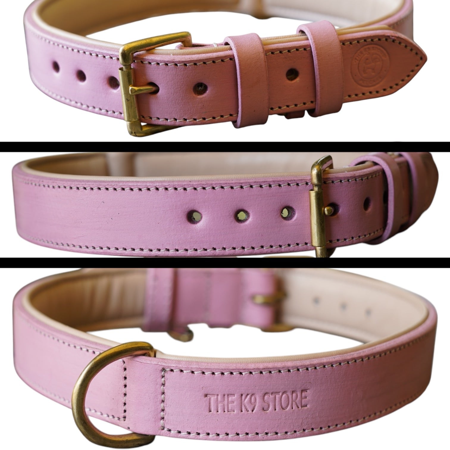 The K9 Store 100% Highgrade Leather Colored Basic Dog Neck Collar (Pink)