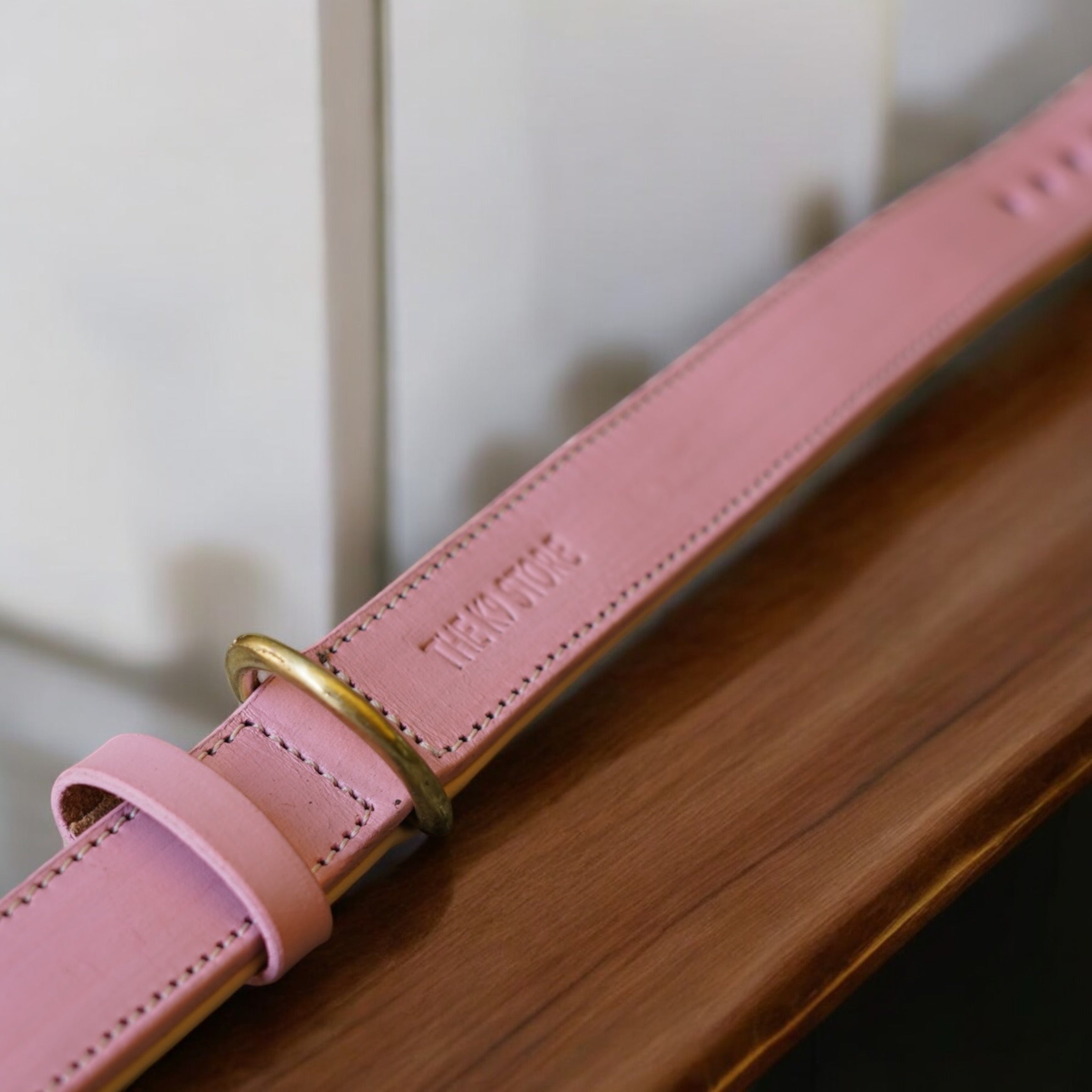 The K9 Store 100% Highgrade Leather Colored Basic Dog Neck Collar (Pink)