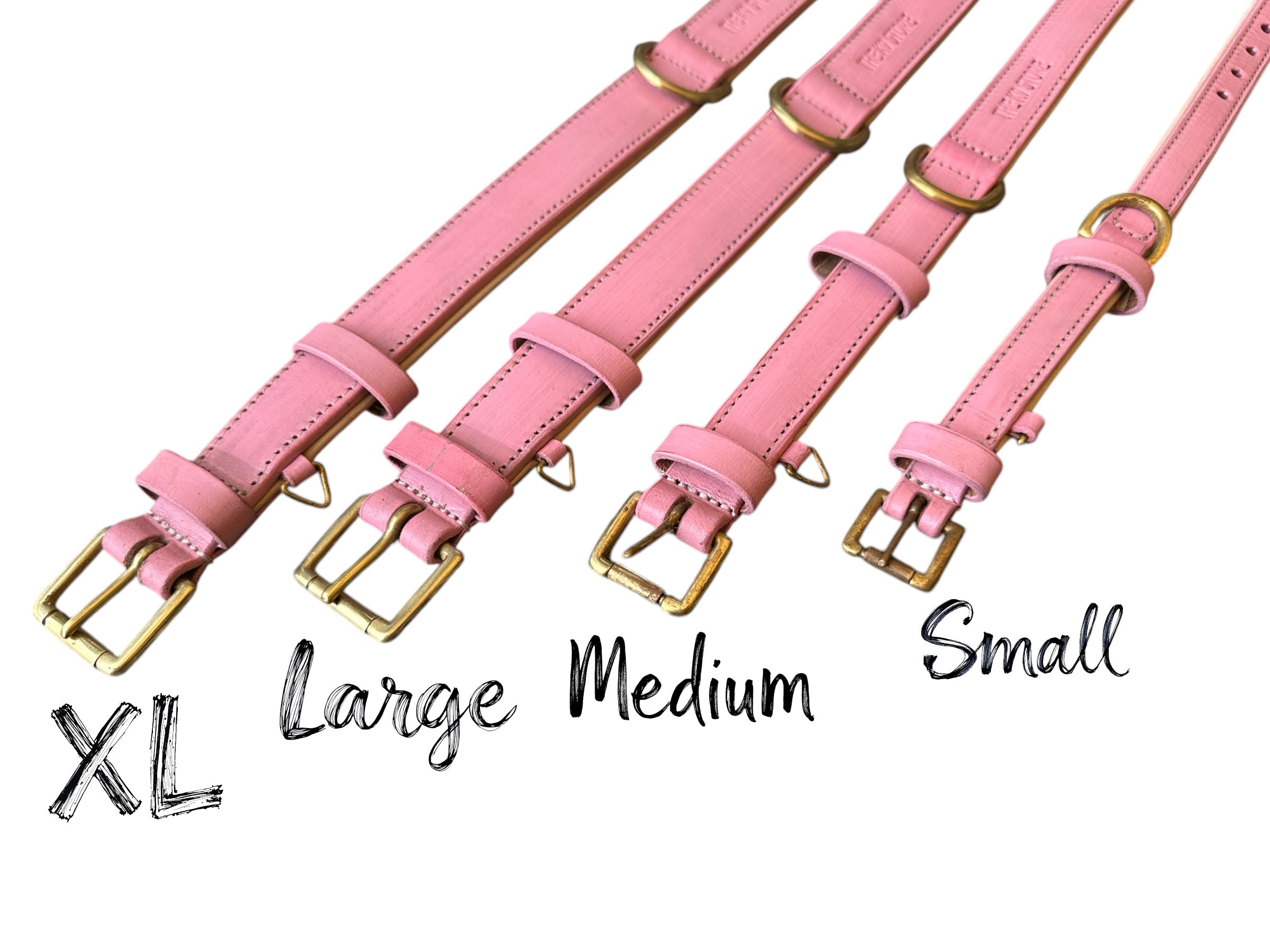 The K9 Store 100% Highgrade Leather Colored Basic Dog Neck Collar (Pink)