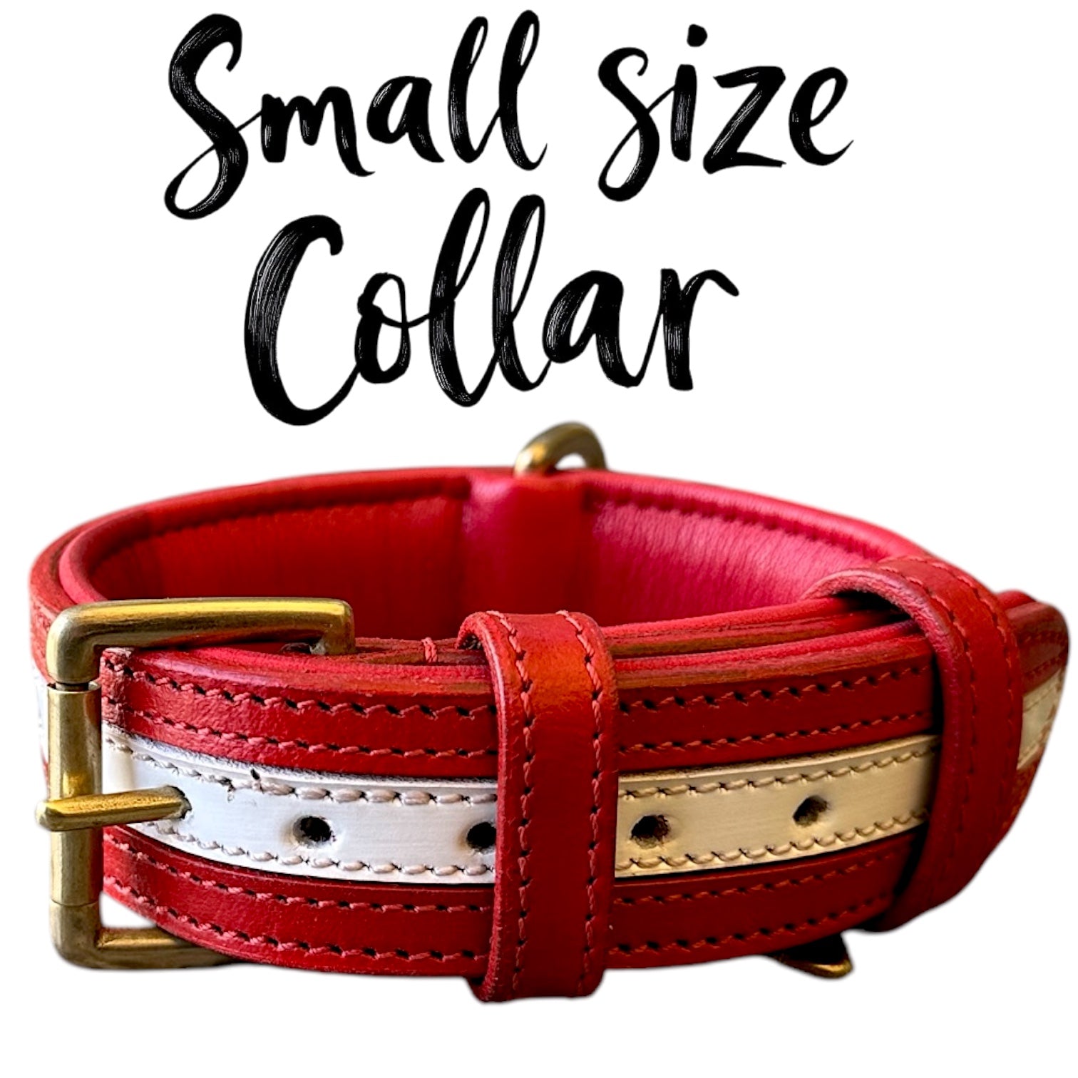 The K9 Store 100% Highgrade Leather Dual Tone Designer Dog Neck Collar (Red & White)