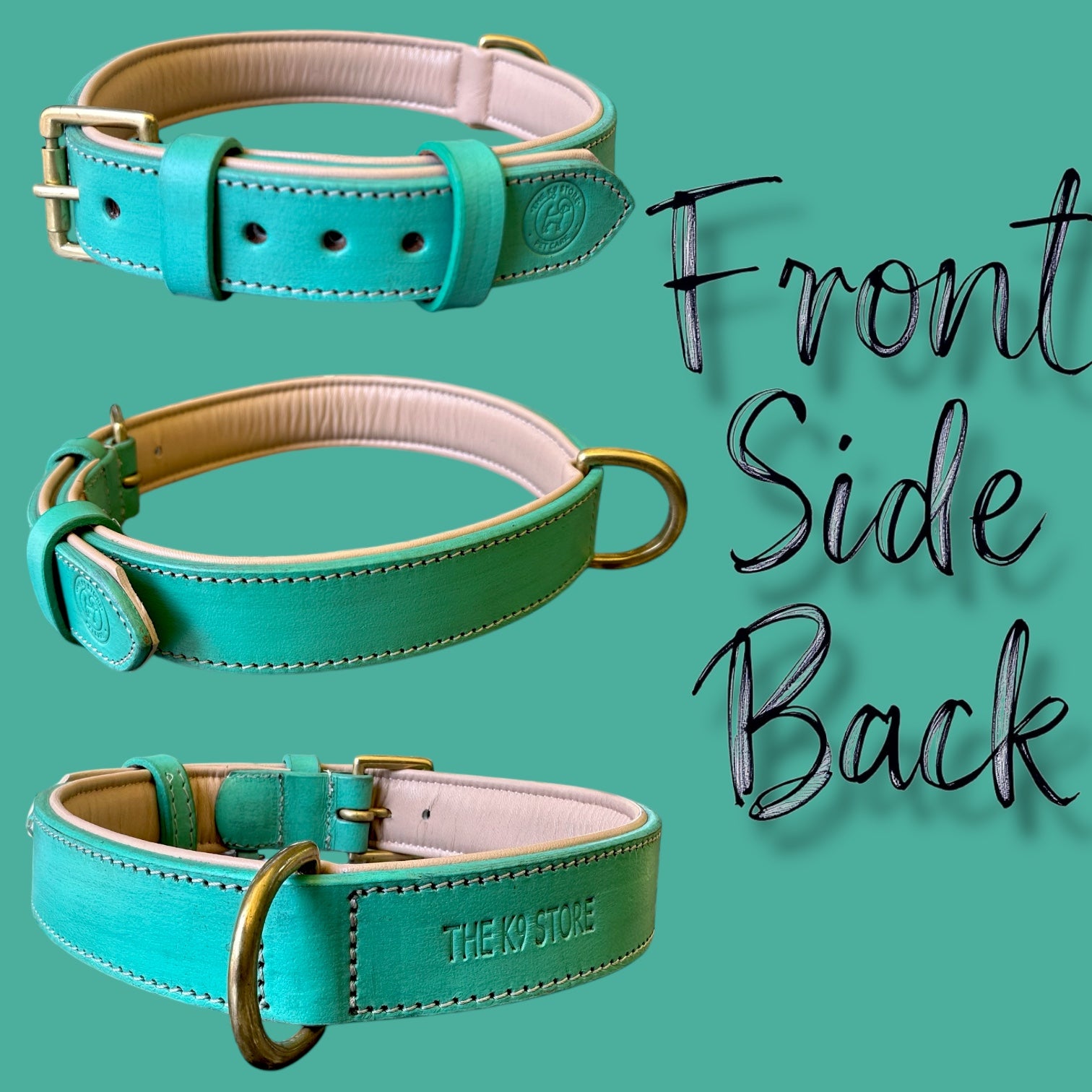 The K9 Store 100% Highgrade Leather Colored Basic Dog Neck Collar (Green/Mint)