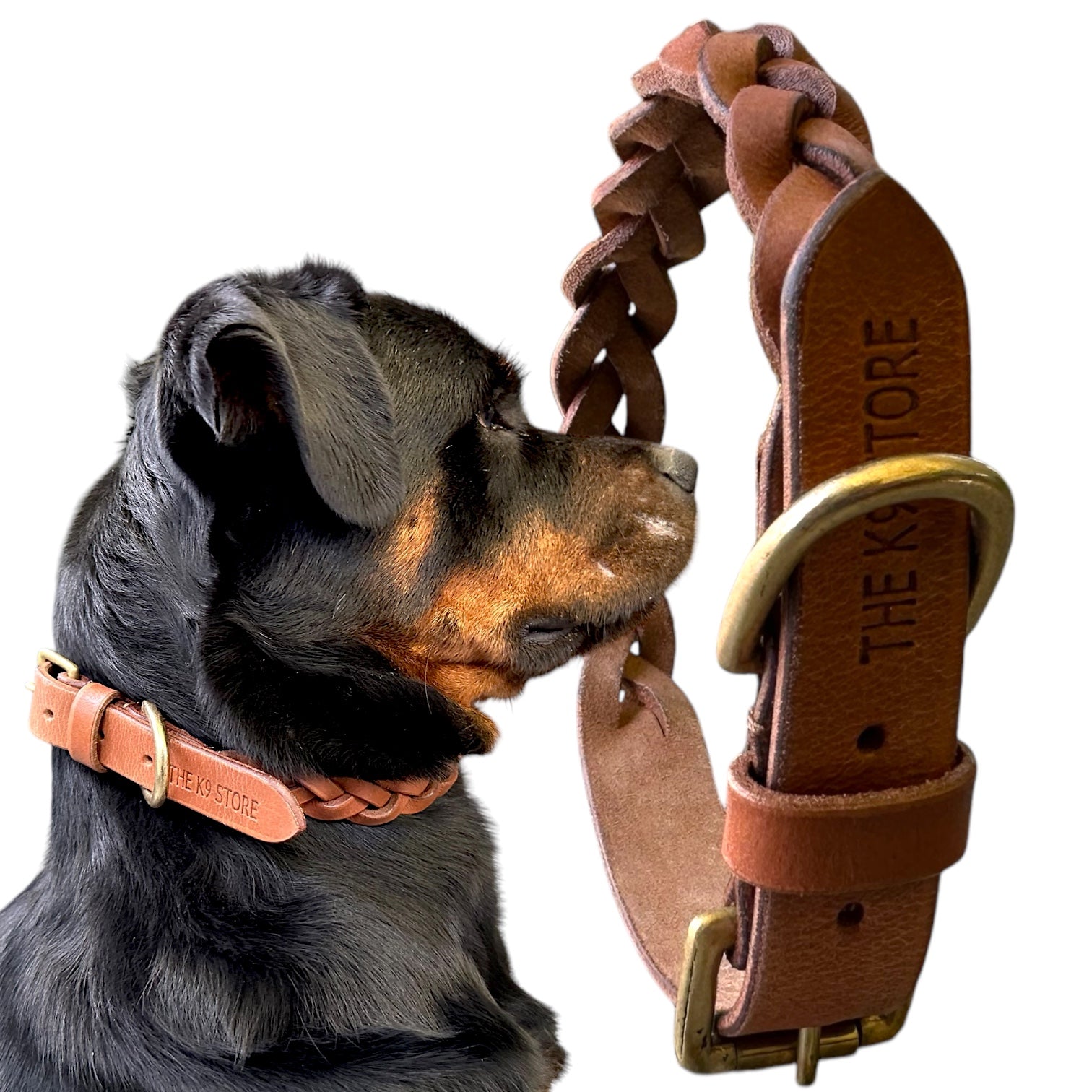 The K9 Store 100% Highgrade Leather Criss Cross Designer Dog Neck Collar (Tan)