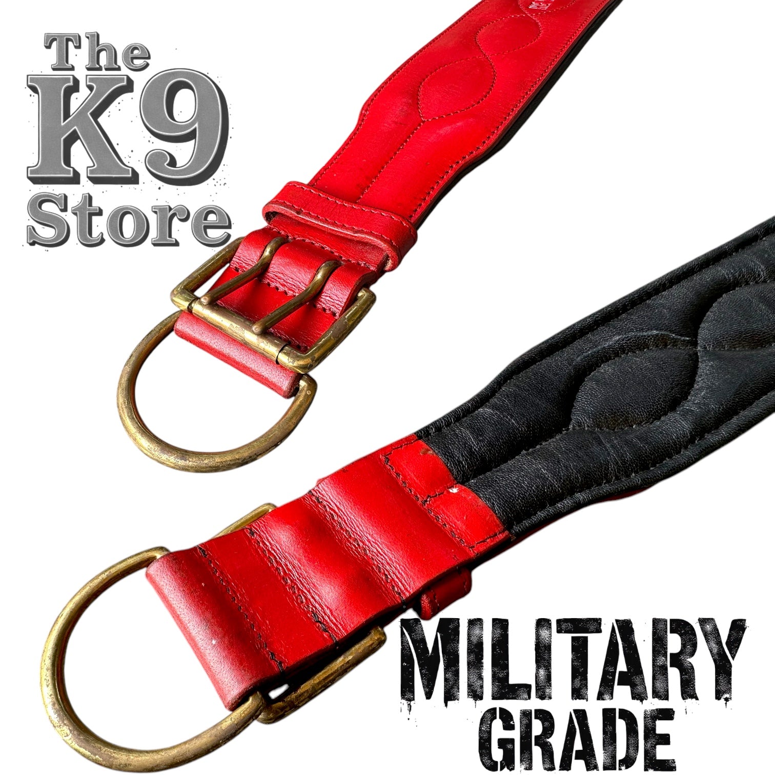 The K9 Store 100% Highgrade Leather Colored Bold & Premium Dog Neck Collar (Red)