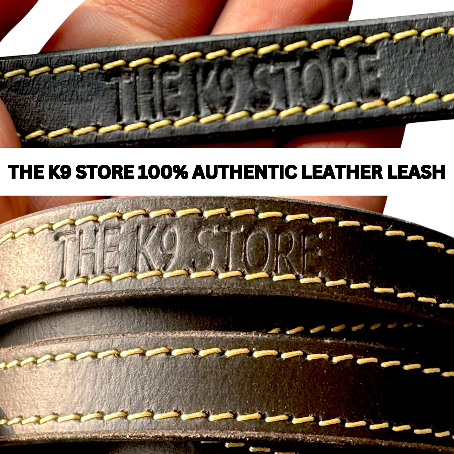 The K9 Store Premium Leather Single Handle Dog Leash, 6 Feet/5 Feet Long With Brass Hooks In Black Color For All Dog Breeds