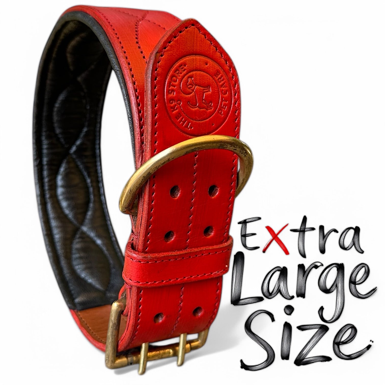 The K9 Store 100% Highgrade Leather Colored Bold & Premium Dog Neck Collar (Dark Red)