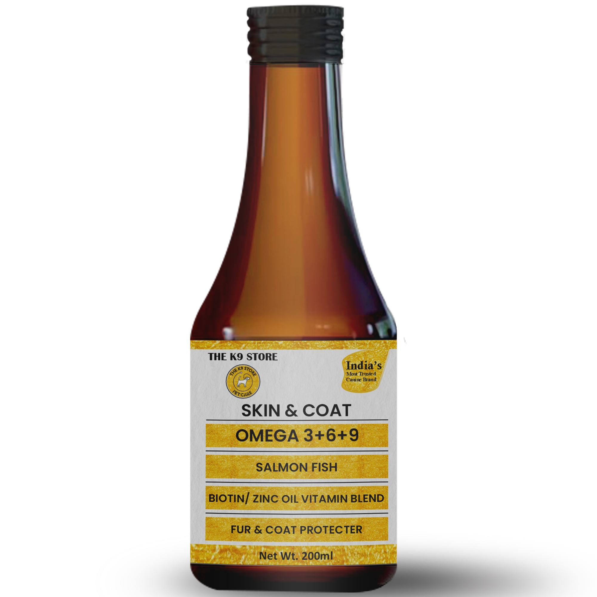 The K9 Store Skin and Coat Formula with Omega 3 6 9 for Dogs & Cats with Salmon Fish Oil, Biotin, Zinc Oil Vitamin Blend