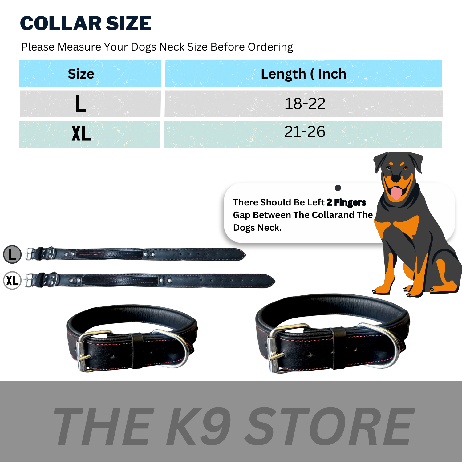 The K9 Store 100% Highgrade Leather Bold Dog Neck Collar For Training With Extra Handle - Zoey's Special (Black)