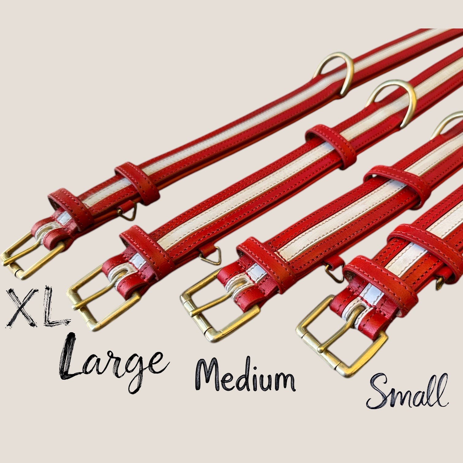 The K9 Store 100% Highgrade Leather Dual Tone Designer Dog Neck Collar (Red & White)