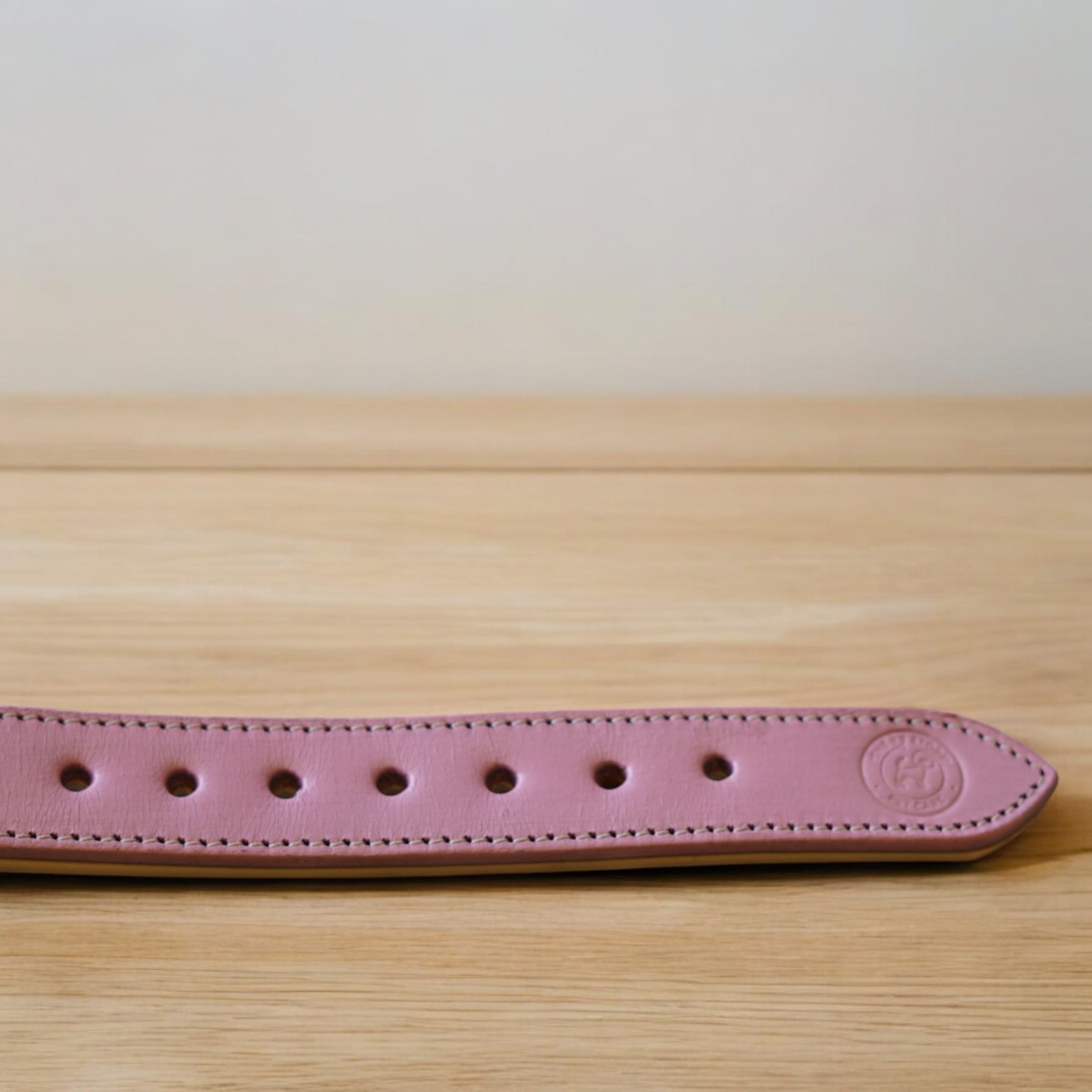 The K9 Store 100% Highgrade Leather Colored Basic Dog Neck Collar (Pink)