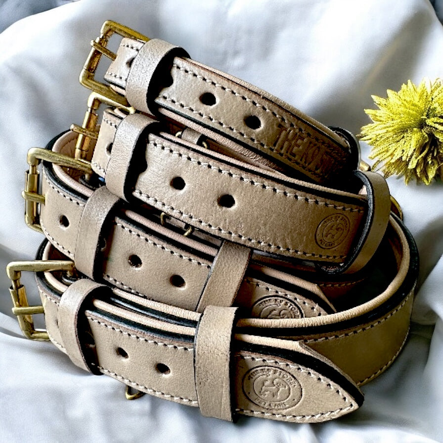 The K9 Store 100% Highgrade Leather Colored Basic Dog Neck Collar (Grey)