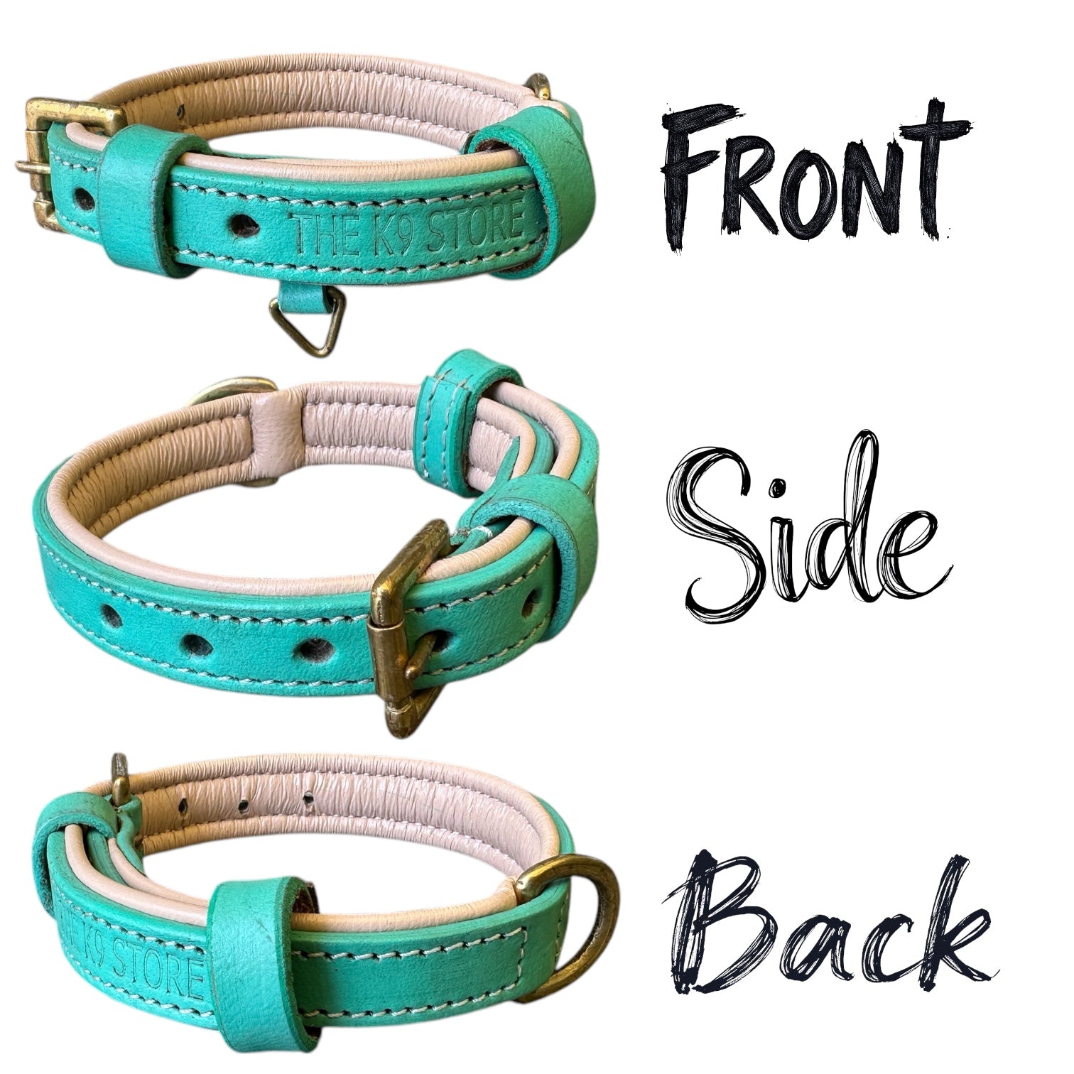 The K9 Store 100% Highgrade Leather Colored Basic Dog Neck Collar (Green/Mint)