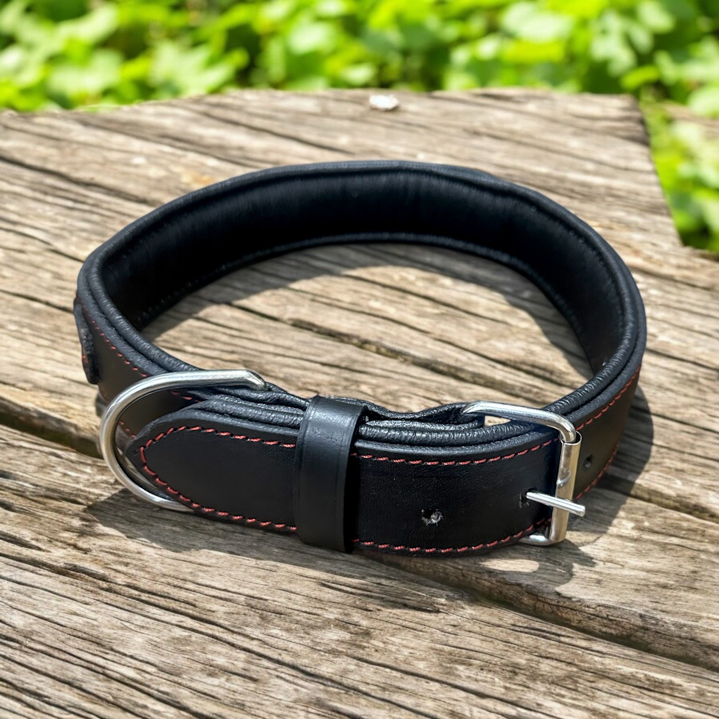 The K9 Store 100% Highgrade Leather Bold Dog Neck Collar For Training With Extra Handle - Zoey's Special (Black)