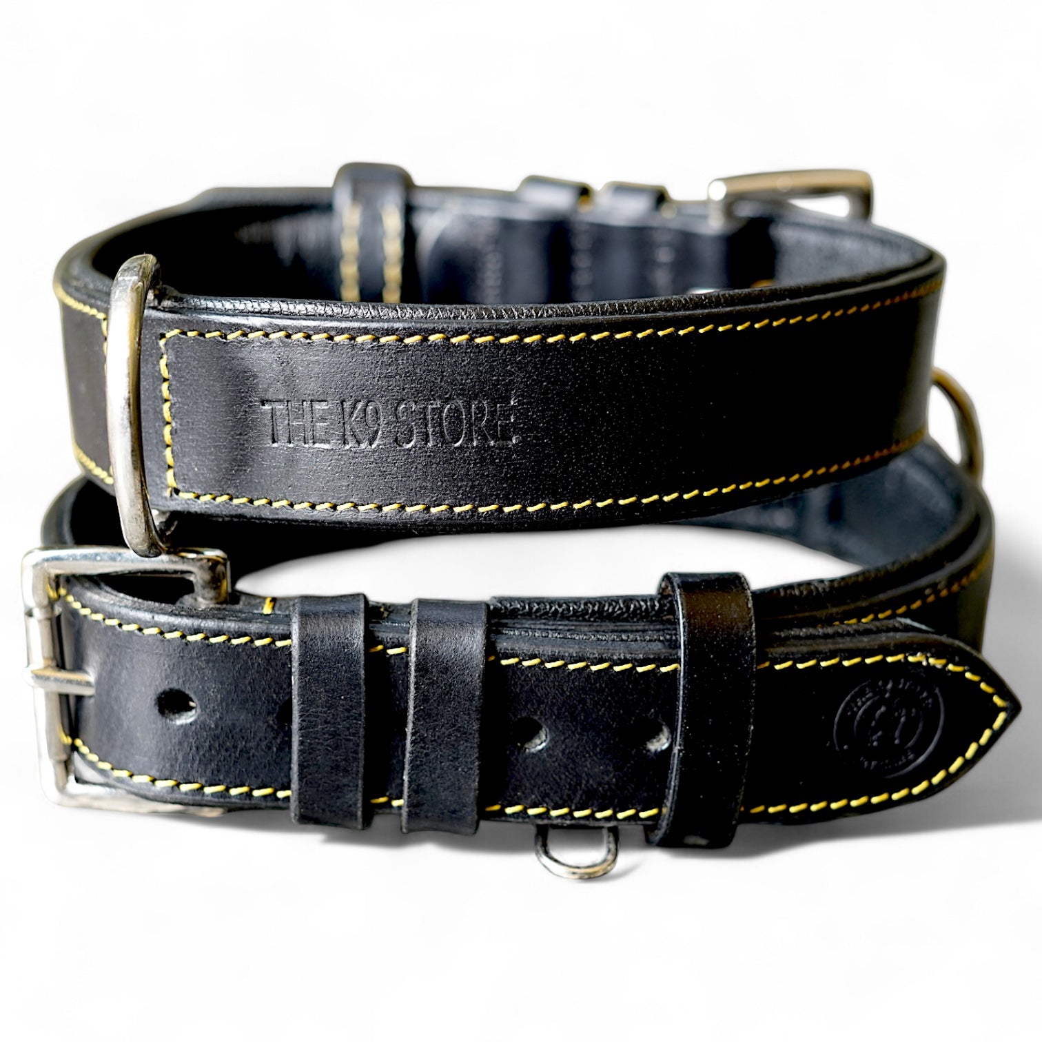 black leather dog neck collar