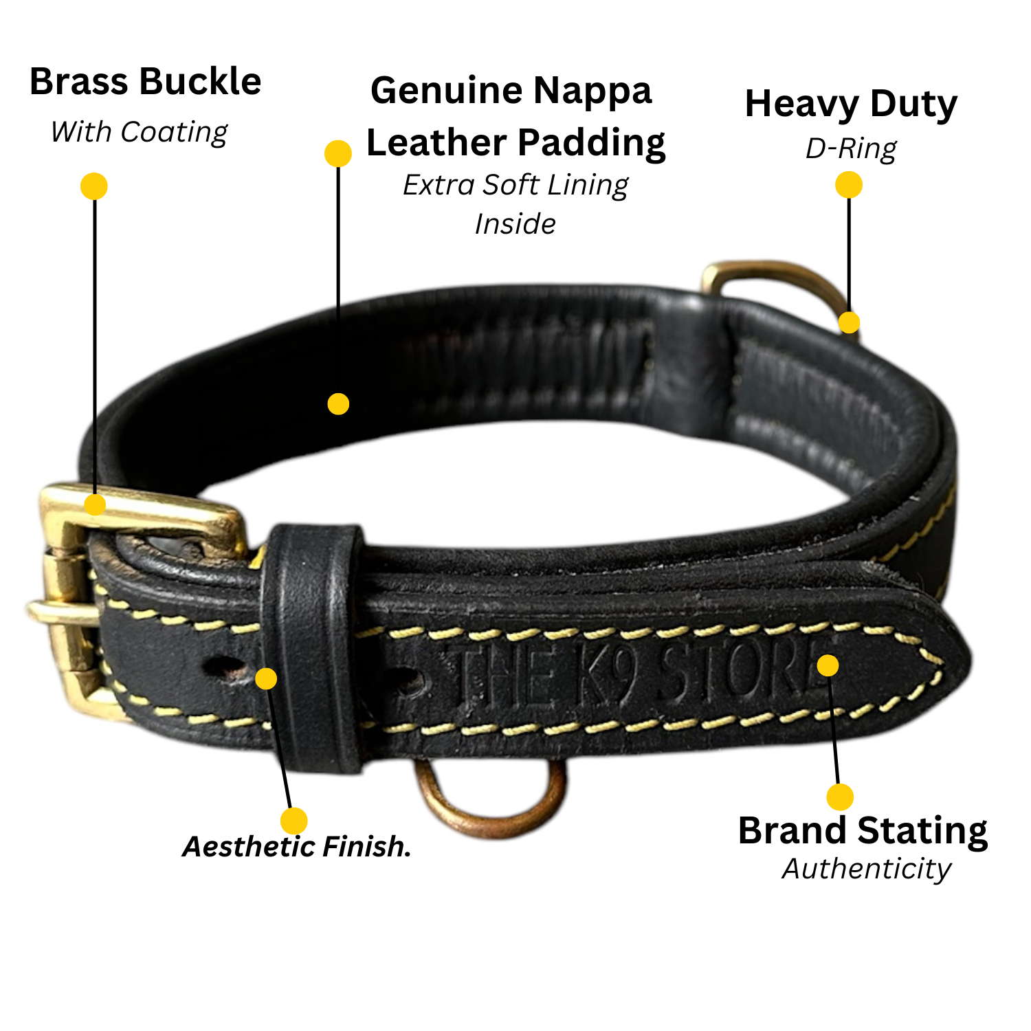 brass buckle leather neck collar for dog