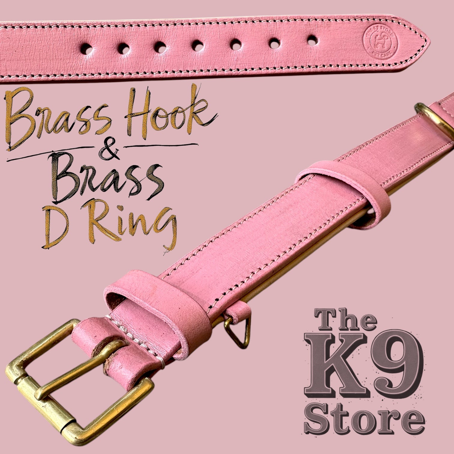 The K9 Store 100% Highgrade Leather Colored Basic Dog Neck Collar (Pink)