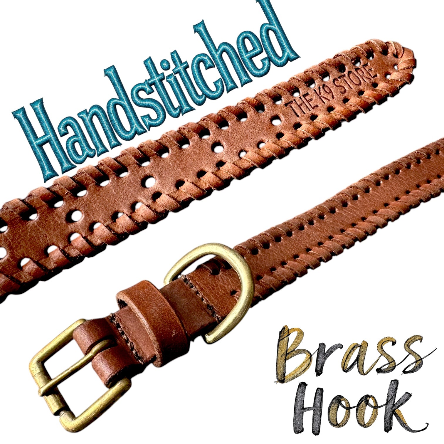 The K9 Store 100% Highgrade Leather Side Braided Designer Dog Neck Collar (Tan)
