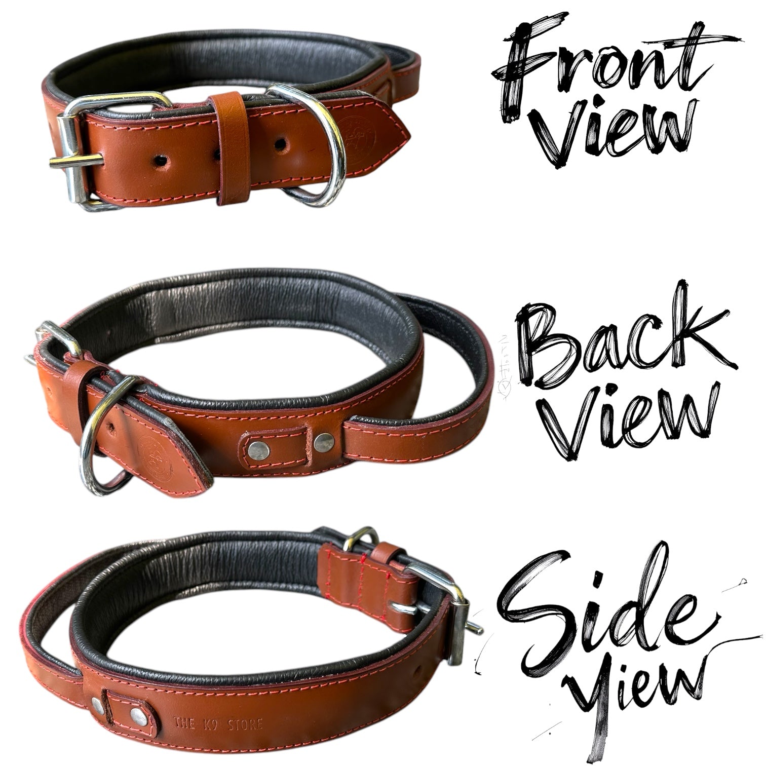 The K9 Store 100% Highgrade Leather Bold Dog Neck Collar For Training With Extra Handle - Zoey's Special (Chocolate)