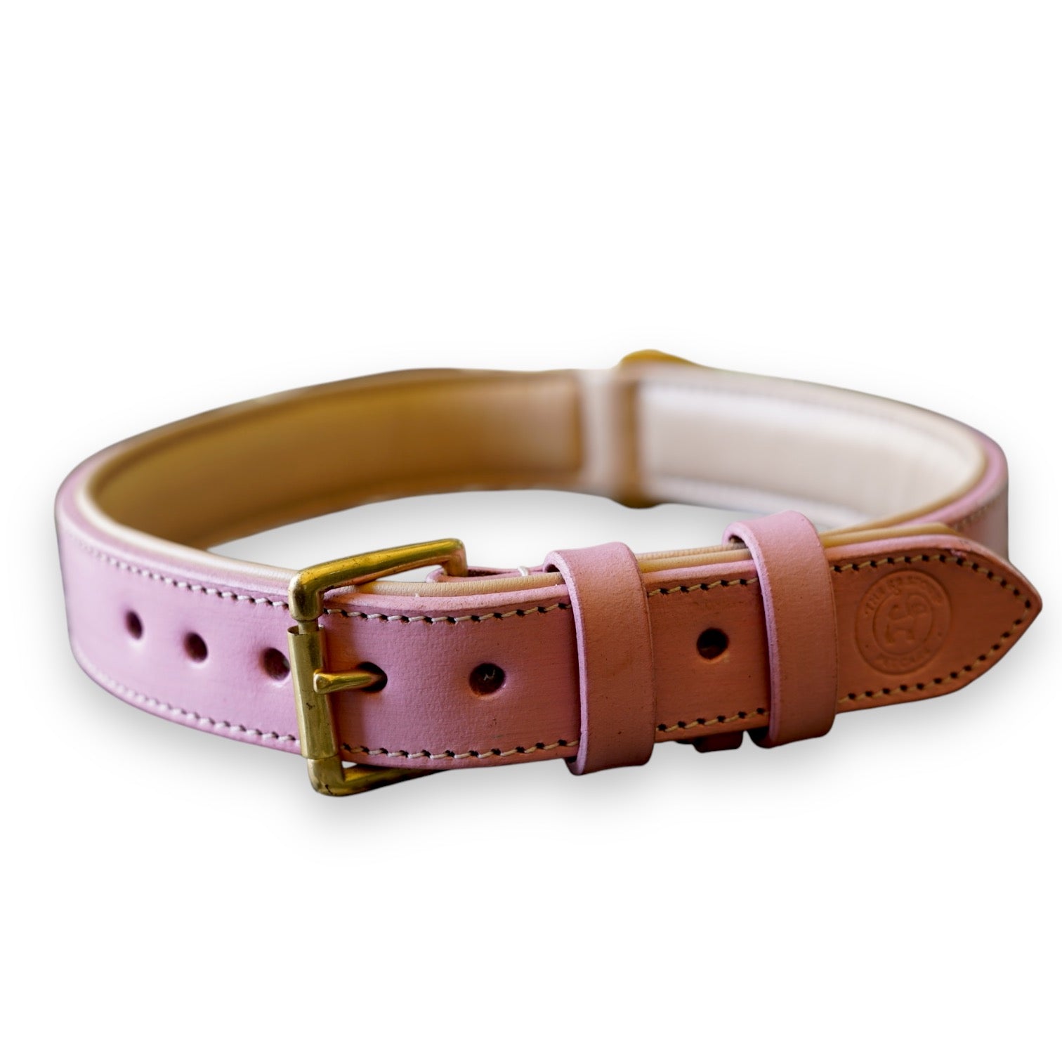The K9 Store 100% Highgrade Leather Colored Basic Dog Neck Collar (Pink)