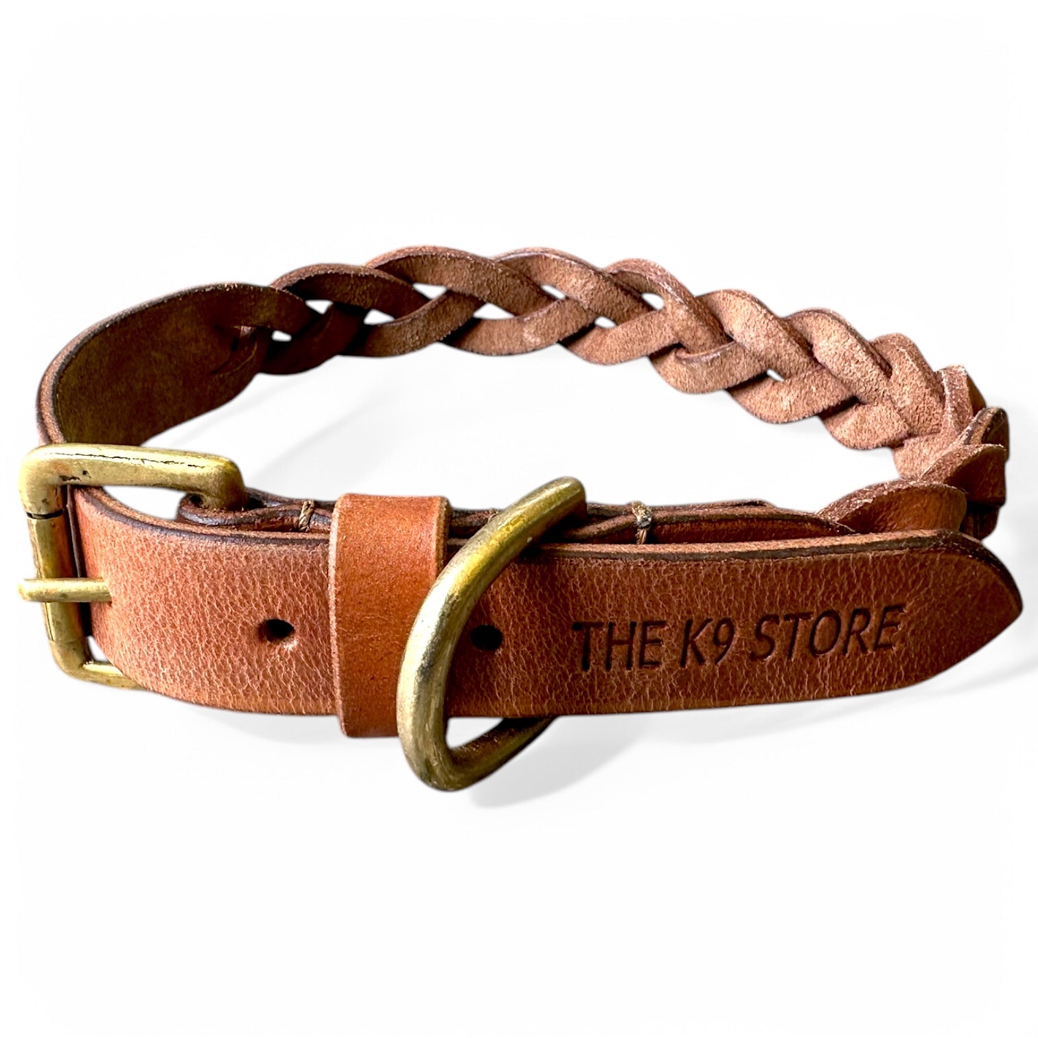 The K9 Store 100% Highgrade Leather Criss Cross Designer Dog Neck Collar (Tan)