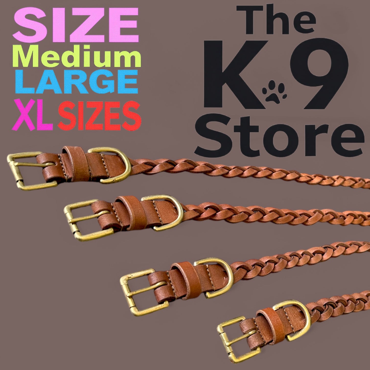 The K9 Store 100% Highgrade Leather Criss Cross Designer Dog Neck Collar (Tan)