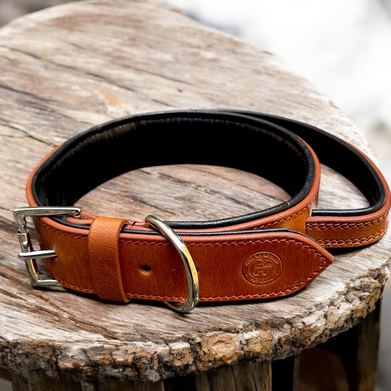 The K9 Store 100% Highgrade Leather Bold Dog Neck Collar For Training With Extra Handle - Zoey's Special (Tan)