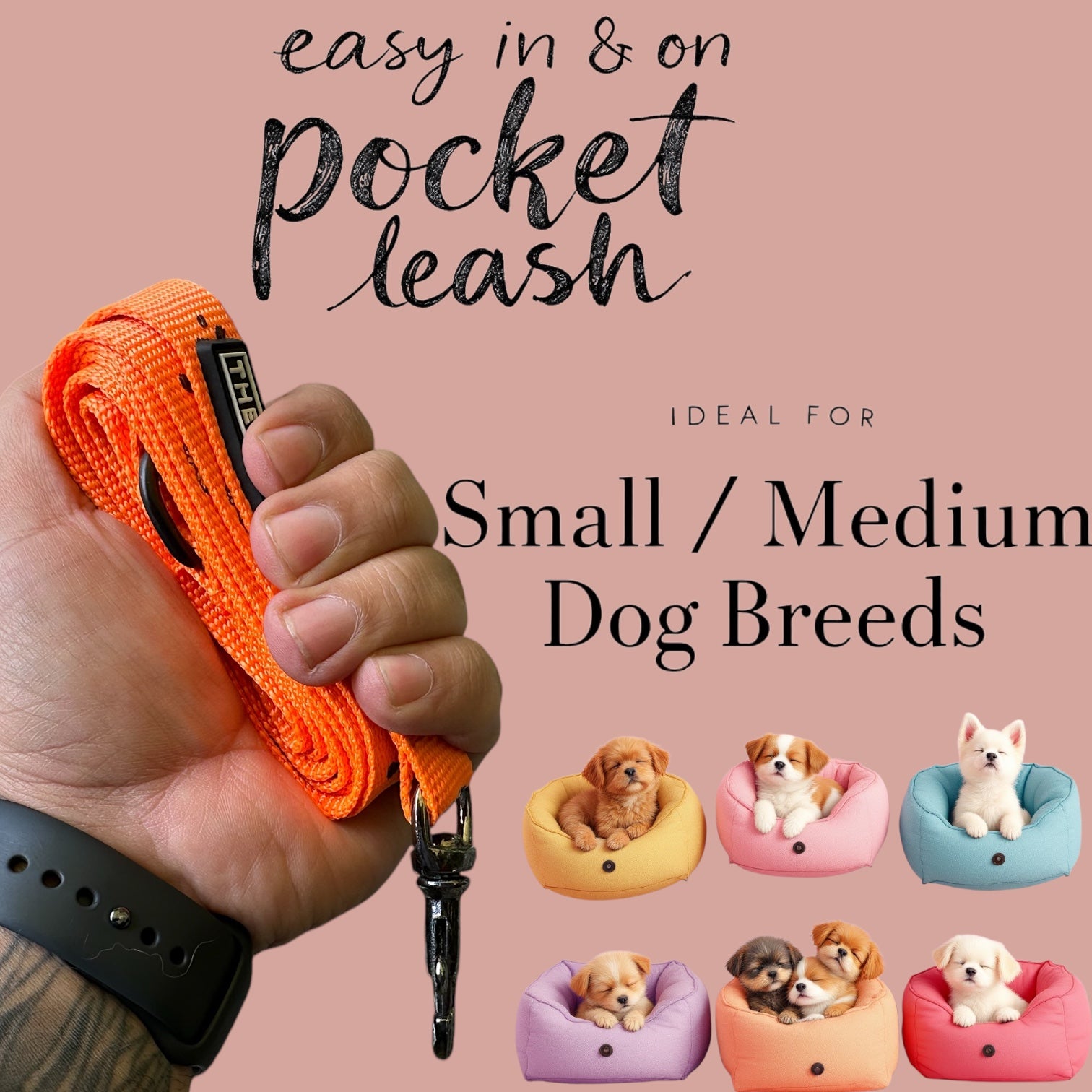 The K9 Store 5ft Orange Printed Nylon Leash for Dogs – Strong & Durable for all dog breeds