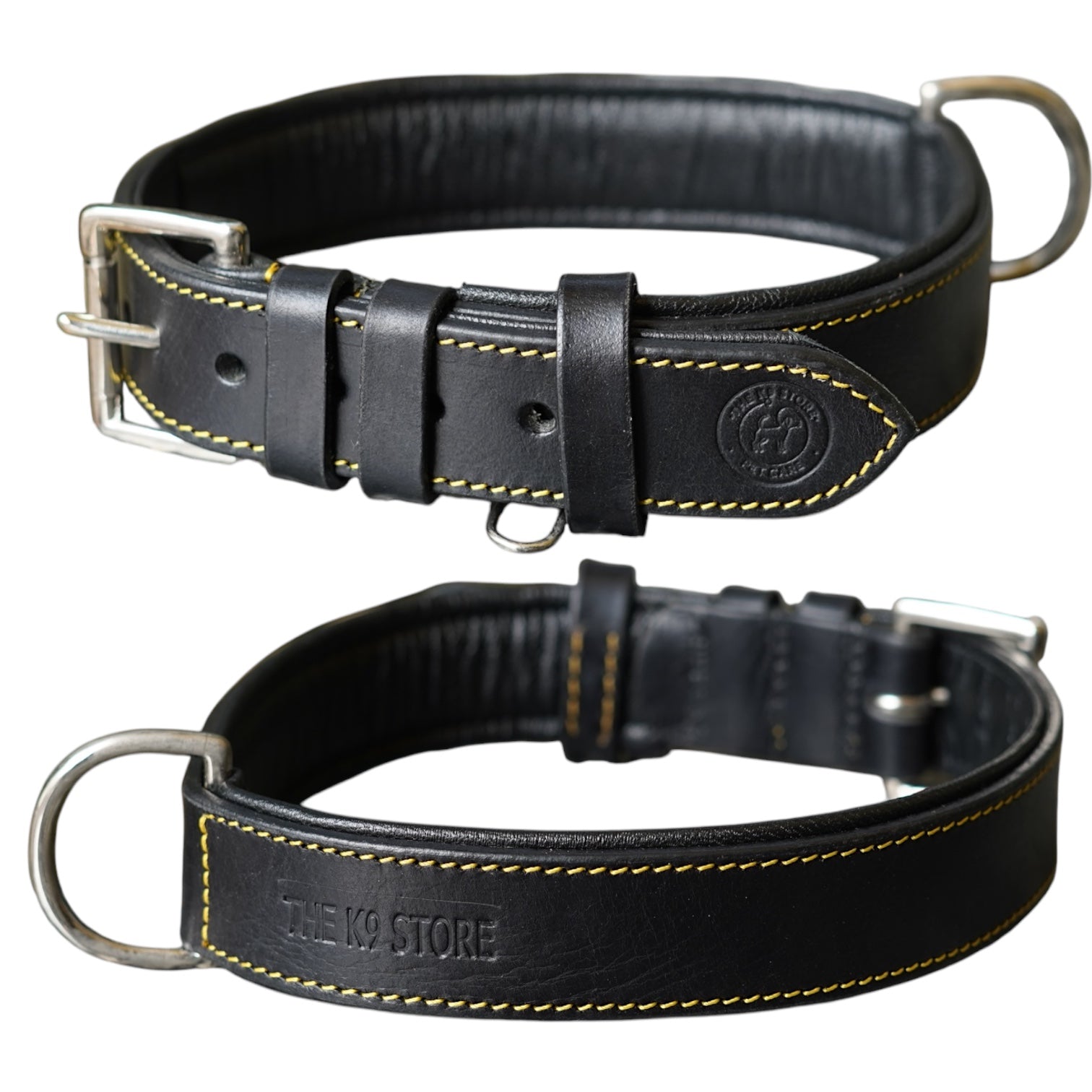 dog neck collar black leather