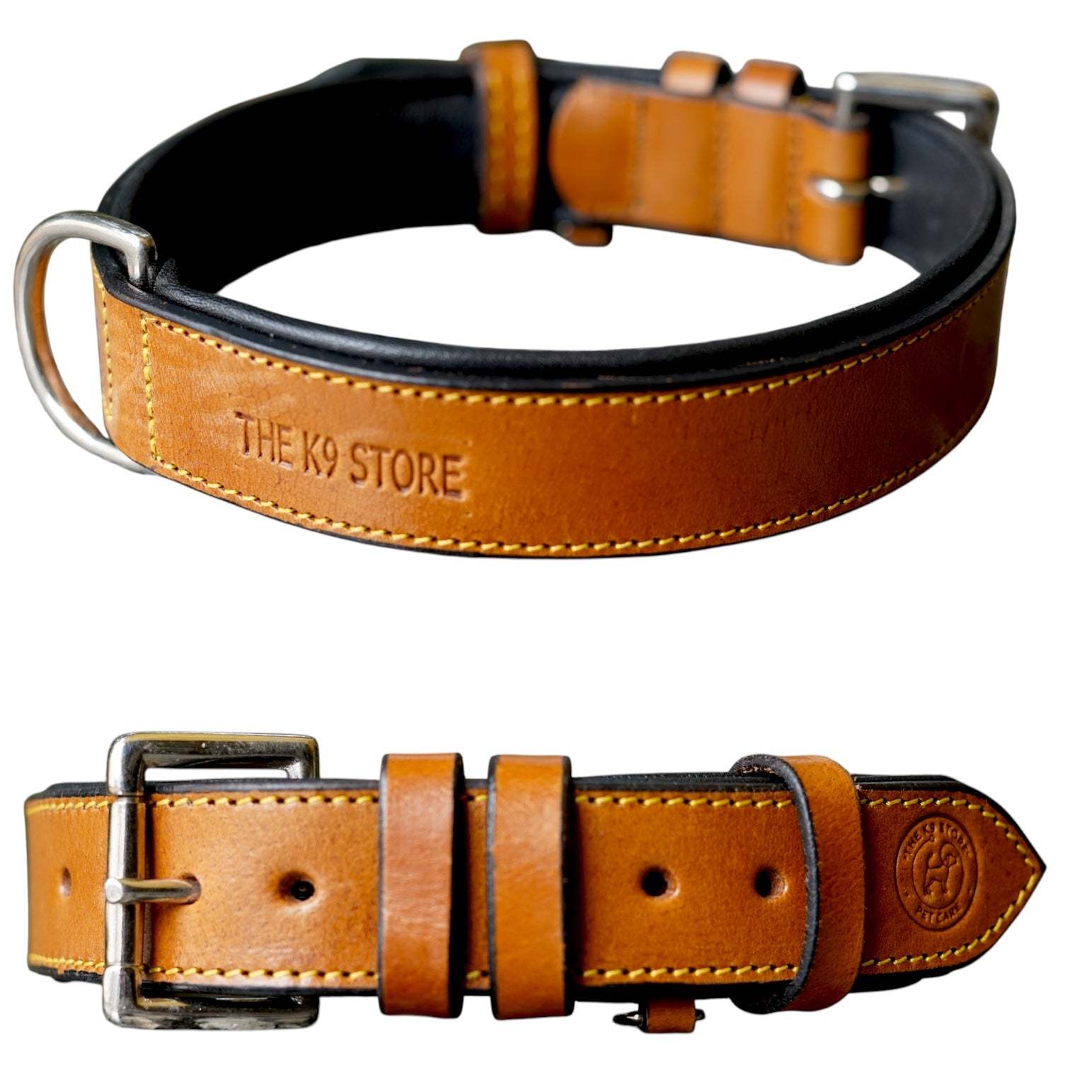 The K9 Store 100% Highgrade Leather Colored Basic Dog Neck Collar (Tan)