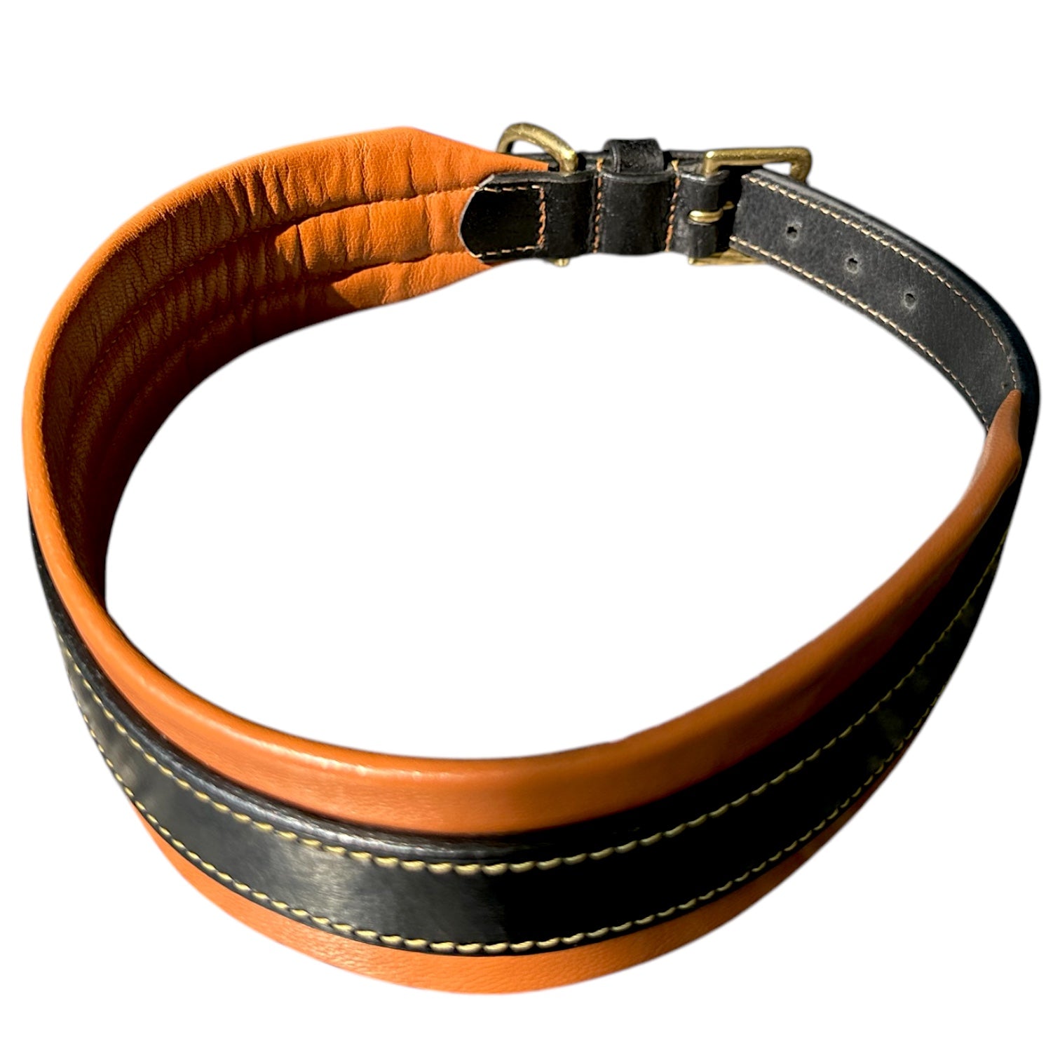 The K9 Store 100% Highgrade Leather Dual Tone Designer Dog Neck Collar (Tan & Black)