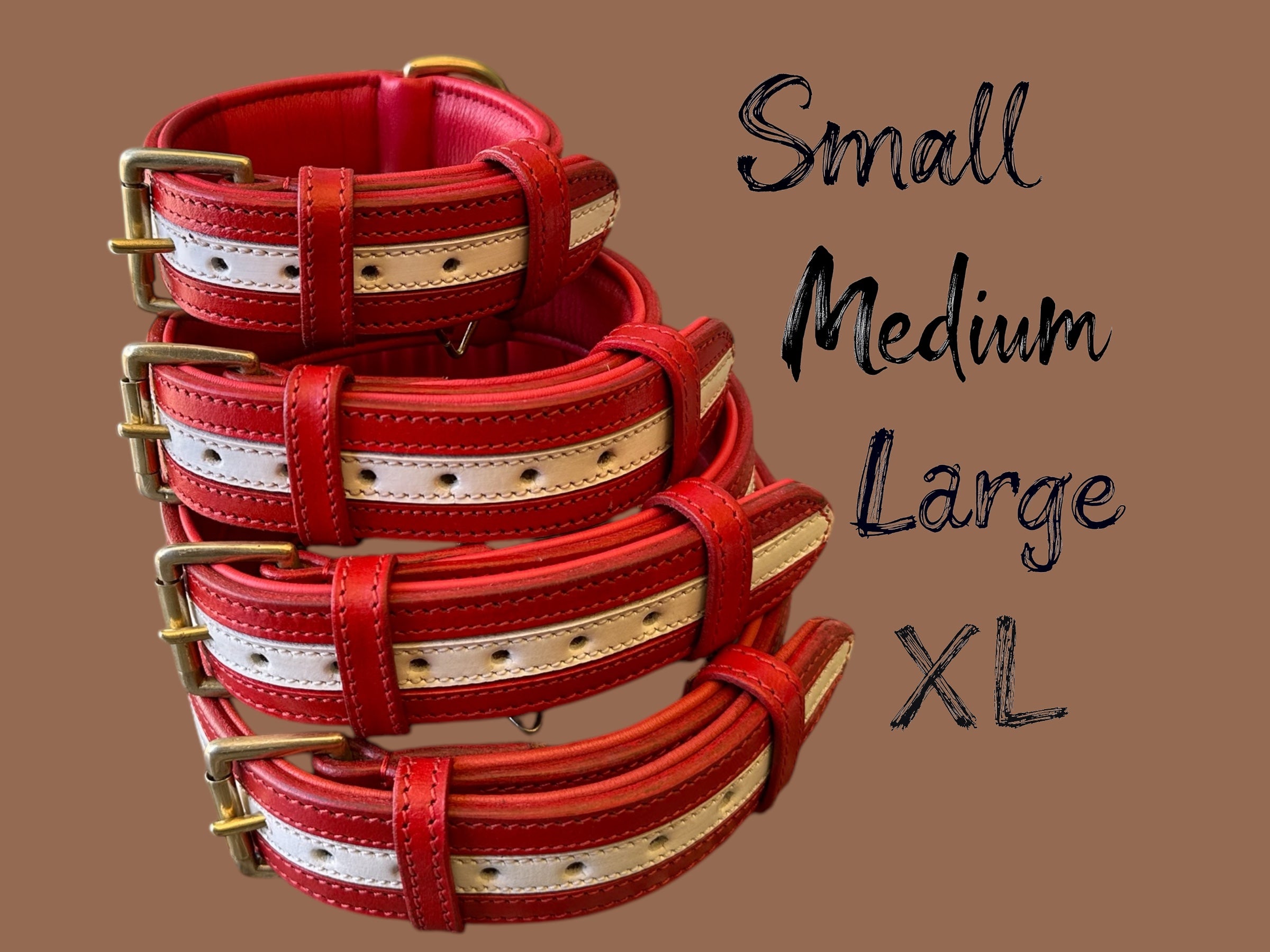 The K9 Store 100% Highgrade Leather Dual Tone Designer Dog Neck Collar (Red & White)