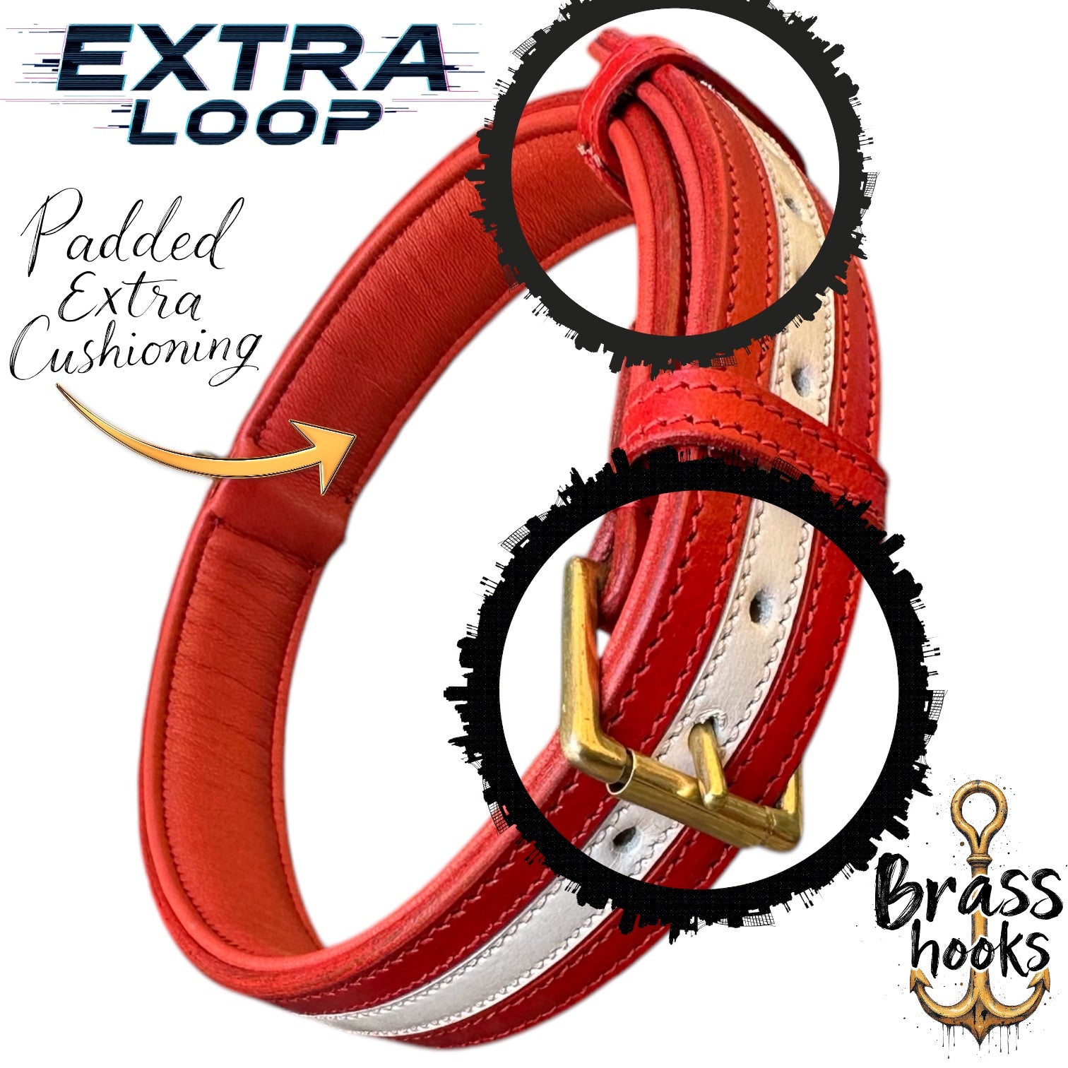 The K9 Store 100% Highgrade Leather Dual Tone Designer Dog Neck Collar (Red & White)
