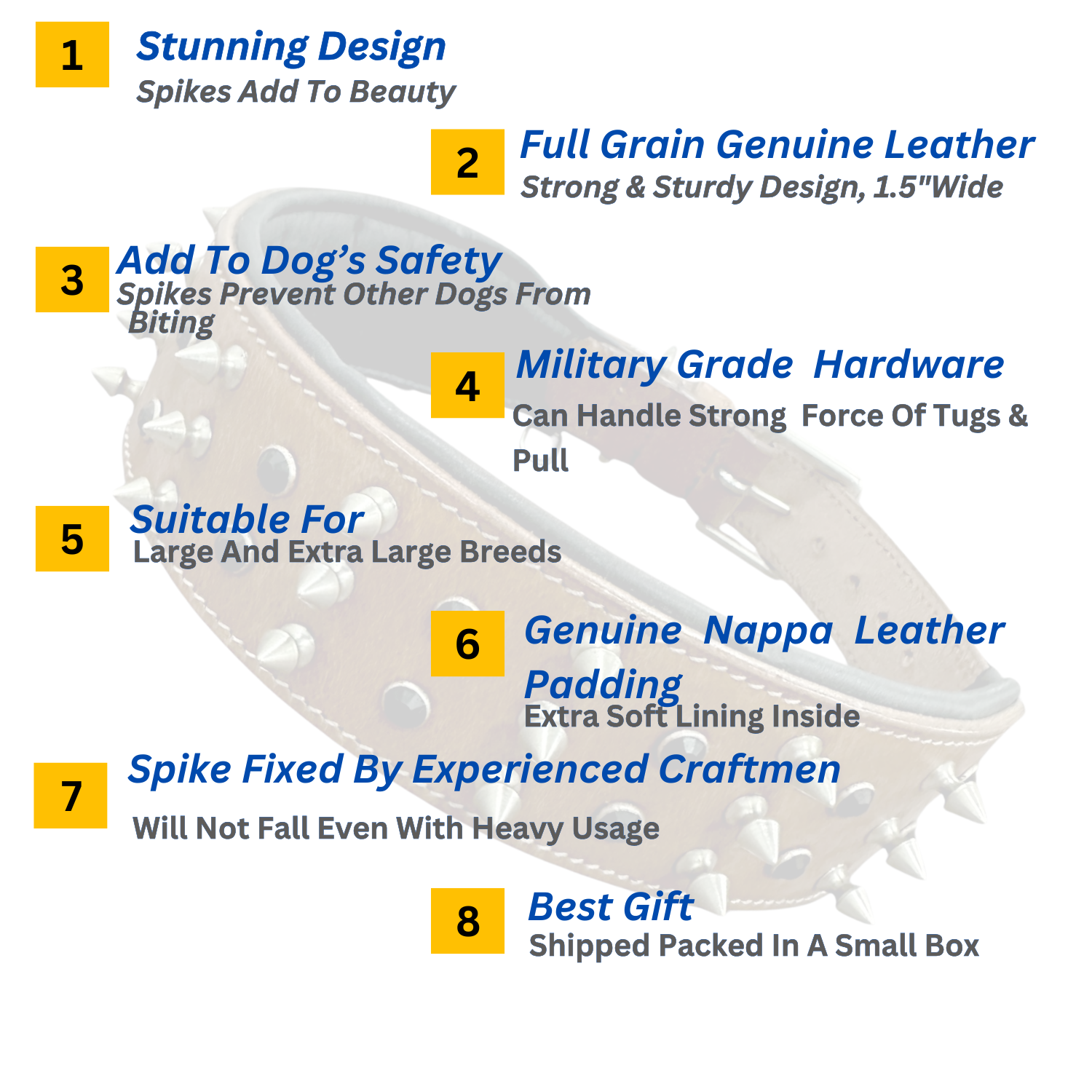The K9 Store 100% Highgrade Leather Spiked & Studded Designer Dog Neck Collar (Brown) (Bubzee Special)