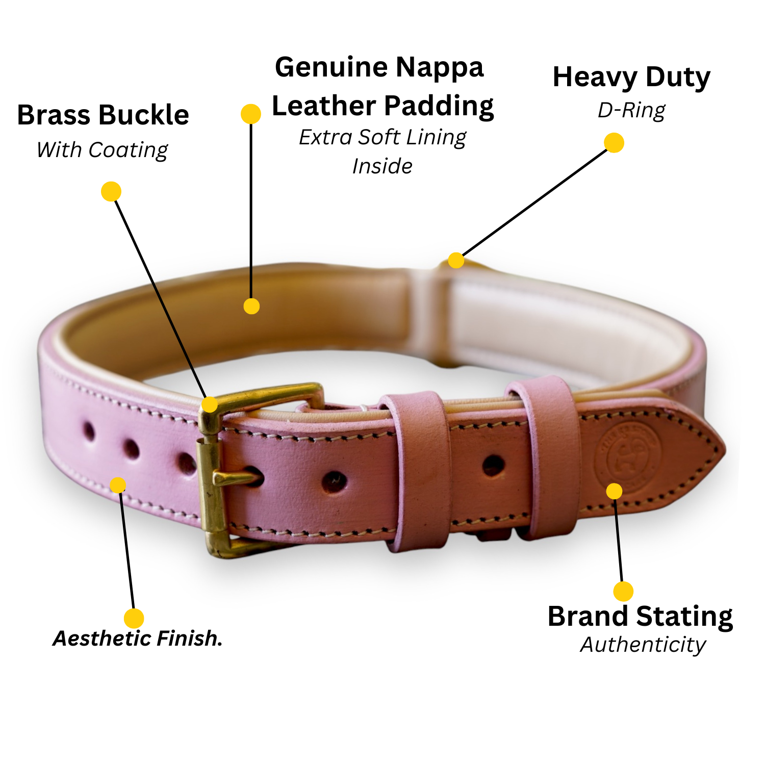 The K9 Store 100% Highgrade Leather Colored Basic Dog Neck Collar (Pink)