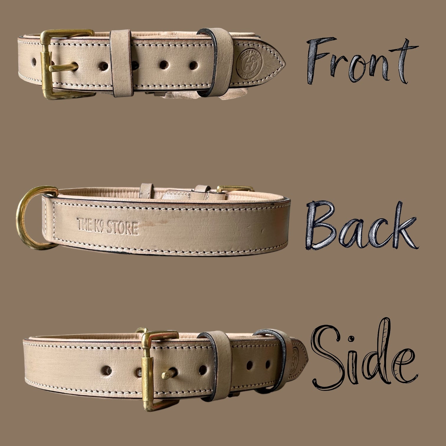 The K9 Store 100% Highgrade Leather Colored Basic Dog Neck Collar (Grey)
