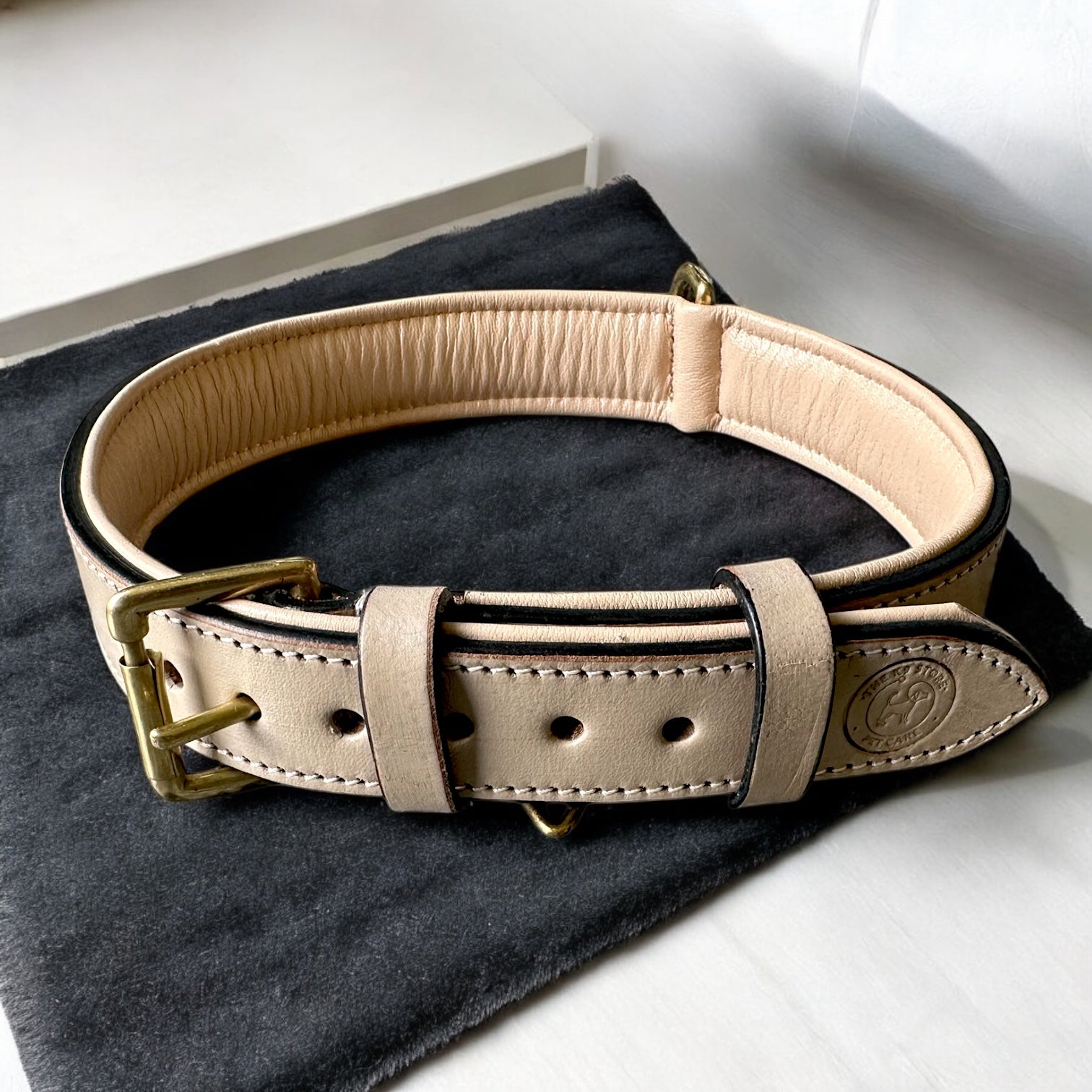 The K9 Store 100% Highgrade Leather Colored Basic Dog Neck Collar (Grey)
