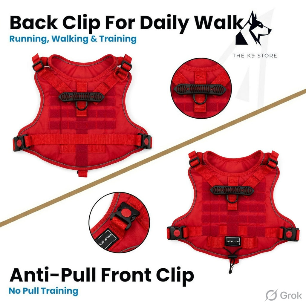 K9 Store Tactical Dog Harness – Heavy Duty No-Pull Adjustable Pet Vest with Handle & Dual Leash Clips