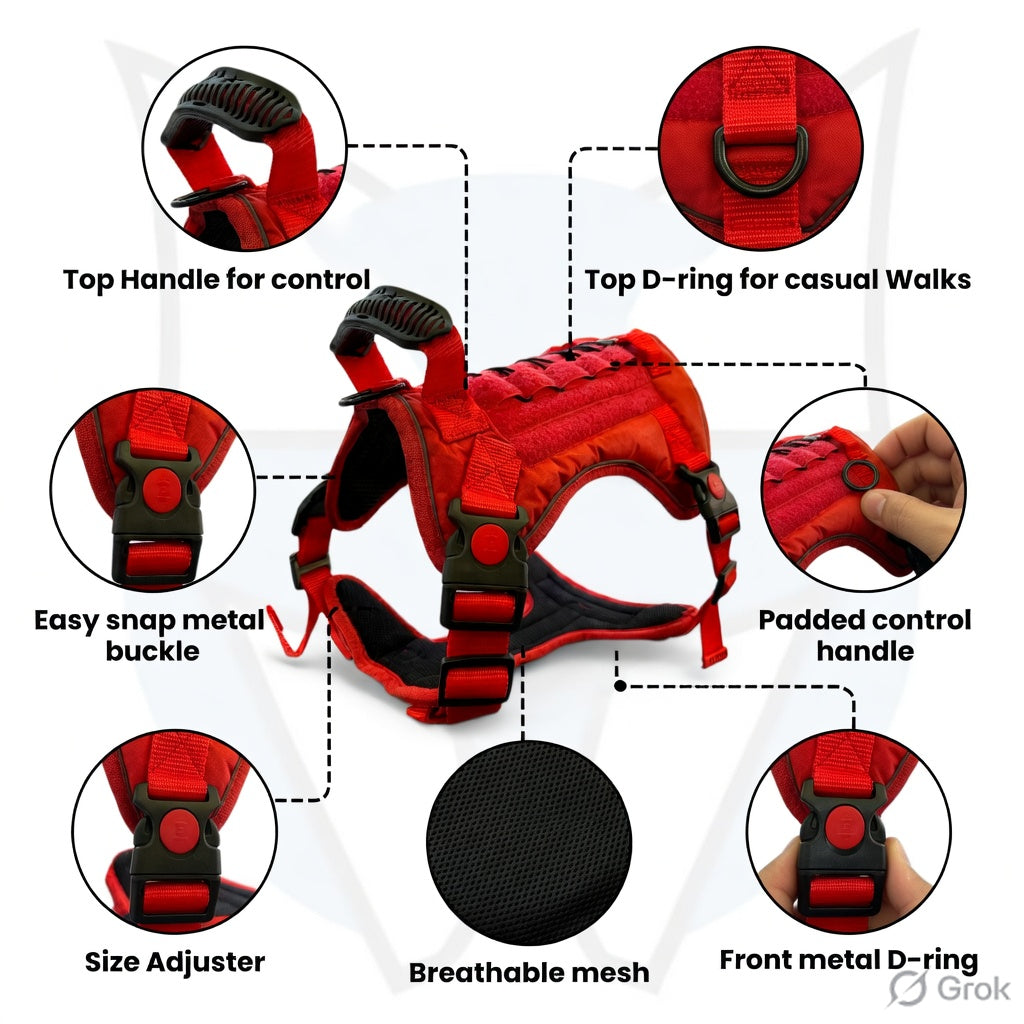 K9 Store Tactical Dog Harness – Heavy Duty No-Pull Adjustable Pet Vest with Handle & Dual Leash Clips