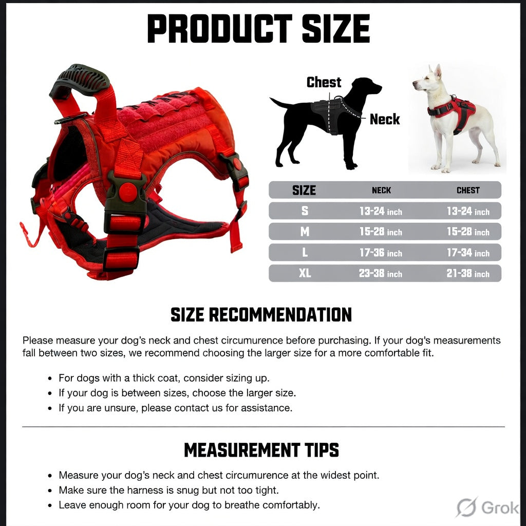 K9 Store Tactical Dog Harness – Heavy Duty No-Pull Adjustable Pet Vest with Handle & Dual Leash Clips