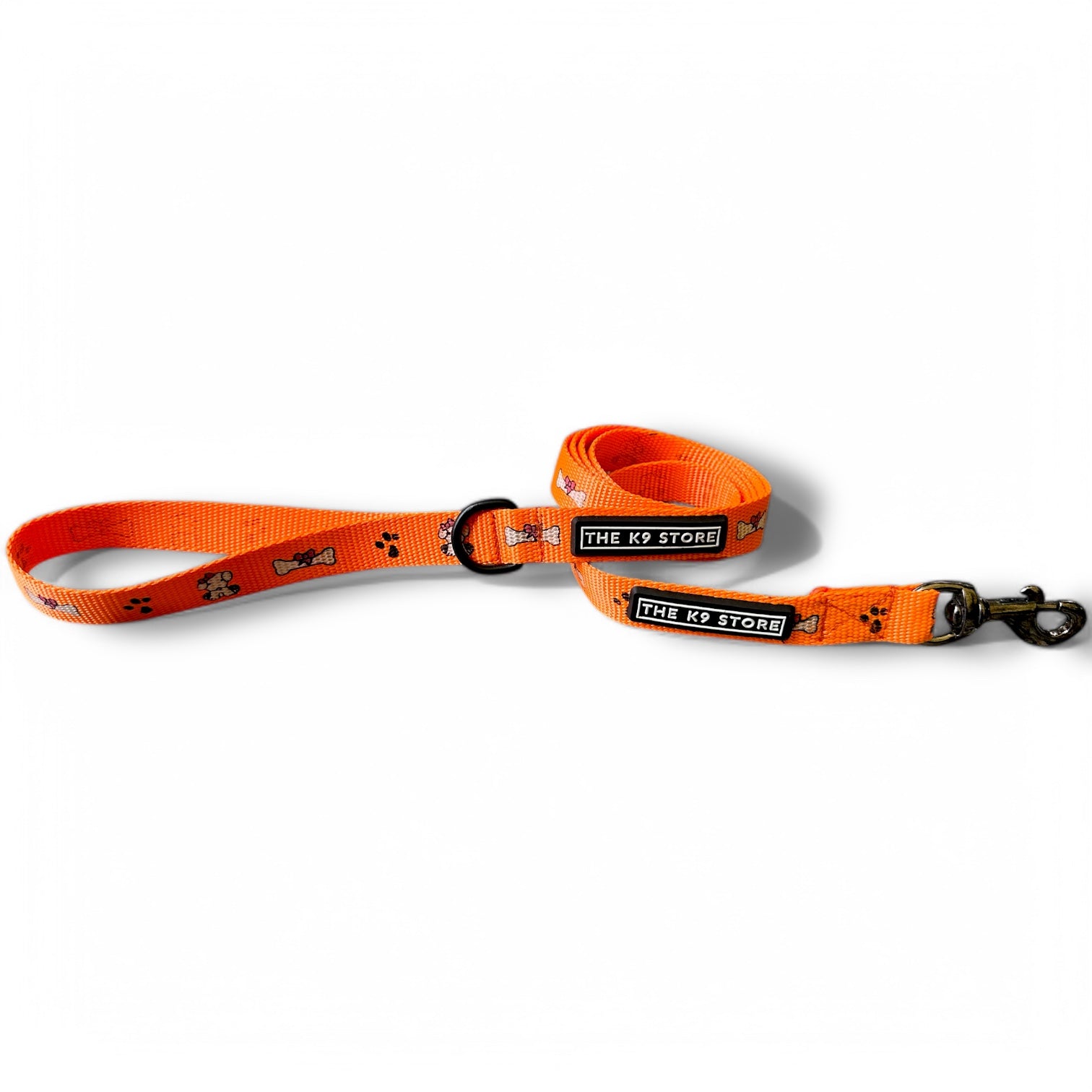 The K9 Store 5ft Orange Printed Nylon Leash for Dogs – Strong & Durable for all dog breeds