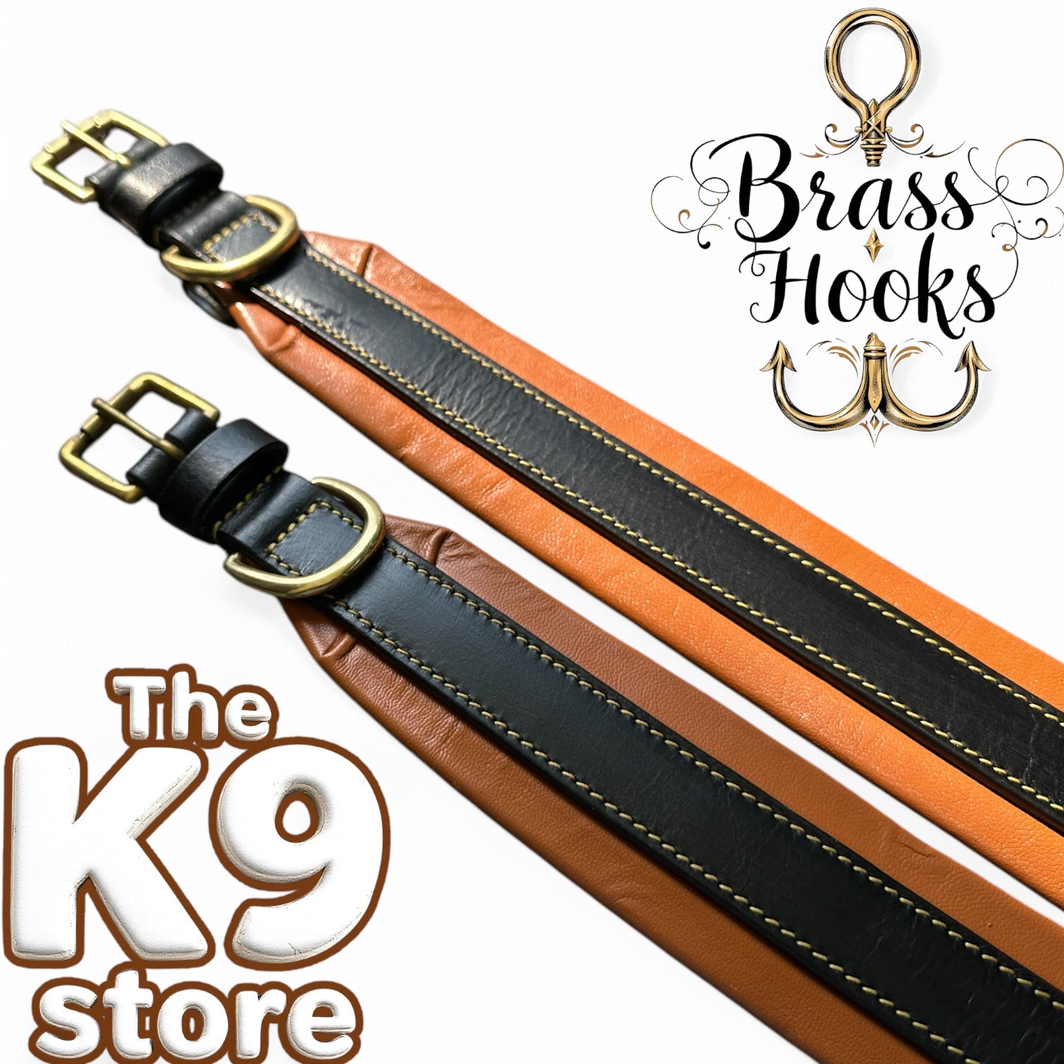 The K9 Store 100% Highgrade Leather Dual Tone Designer Dog Neck Collar (Tan & Black)