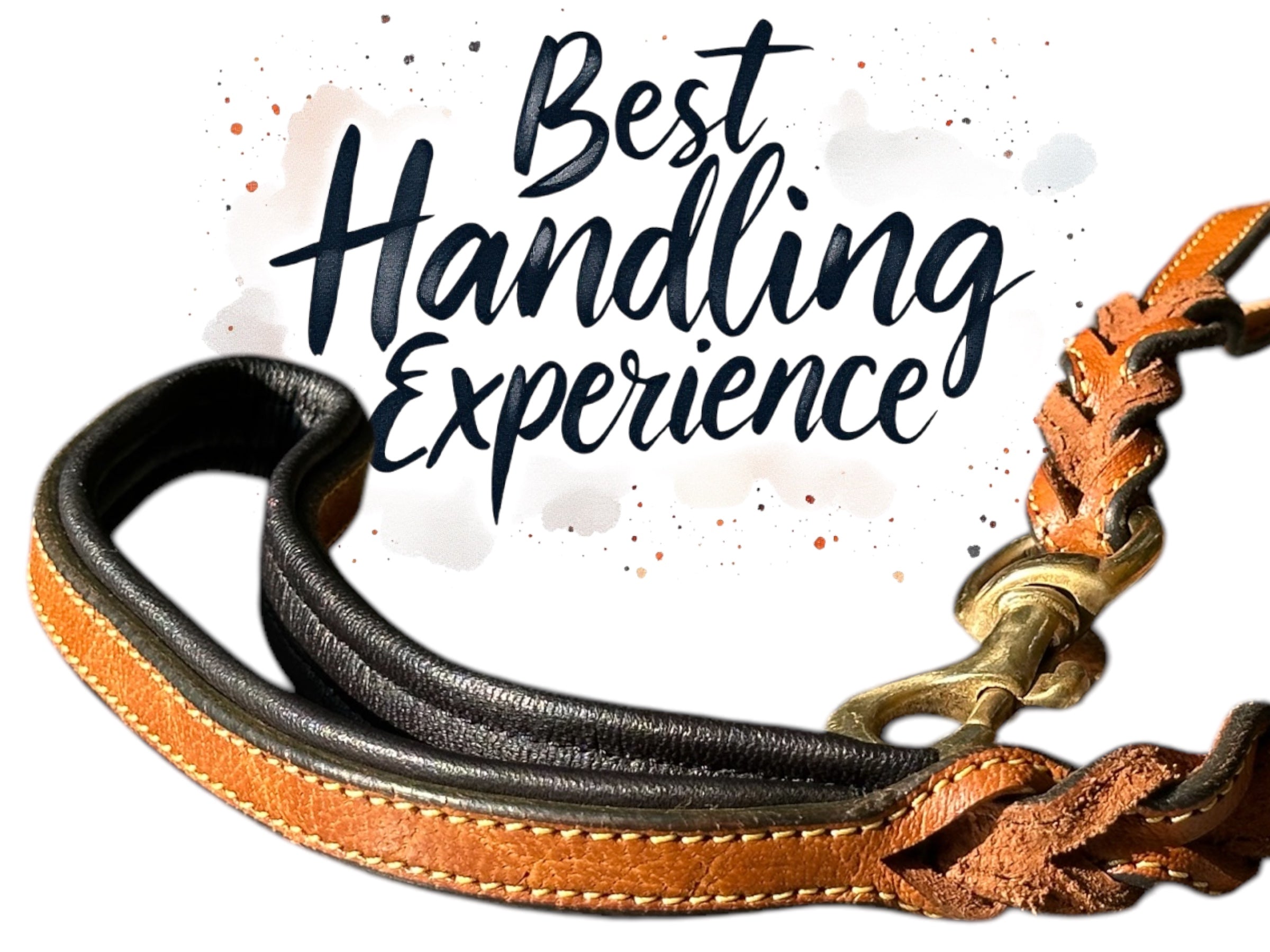 The K9 Store Premium Leather Double Handle Sleek Dog Leash, 6 Feet Long With Brass Hooks in Tan Brown Color For All Dog Breeds