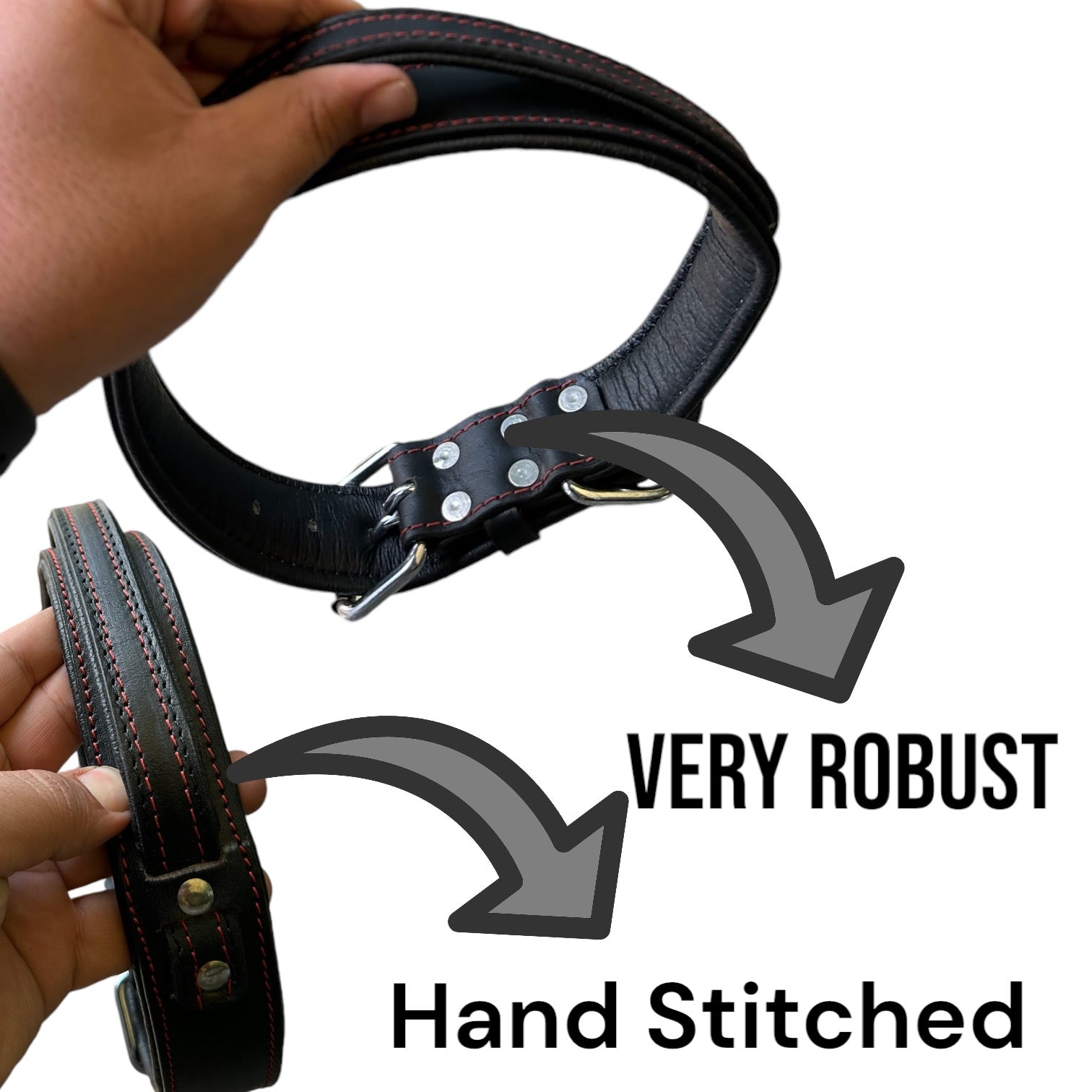 The K9 Store 100% Highgrade Leather Bold Dog Neck Collar For Training With Extra Handle - Zoey's Special (Black)